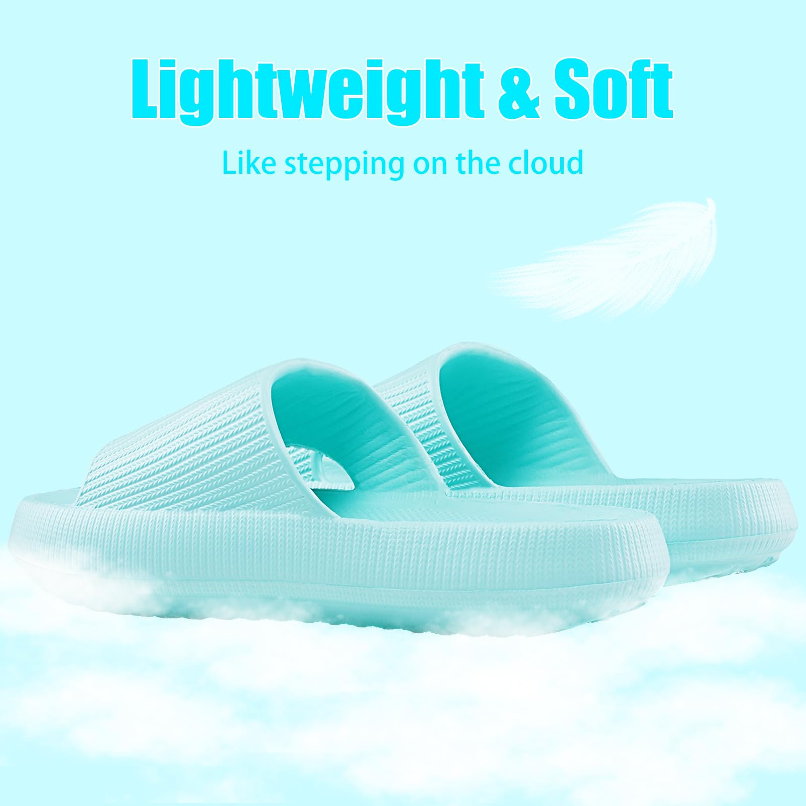 rosyclo Cloud Slippers for Women and Men, Pillow House Slippers Shower Shoes Indoor Slides Bathroom Sandals, Ultimate Comfort, Lightweight, Thick Sole, Non-Slip, Easy to Clean
