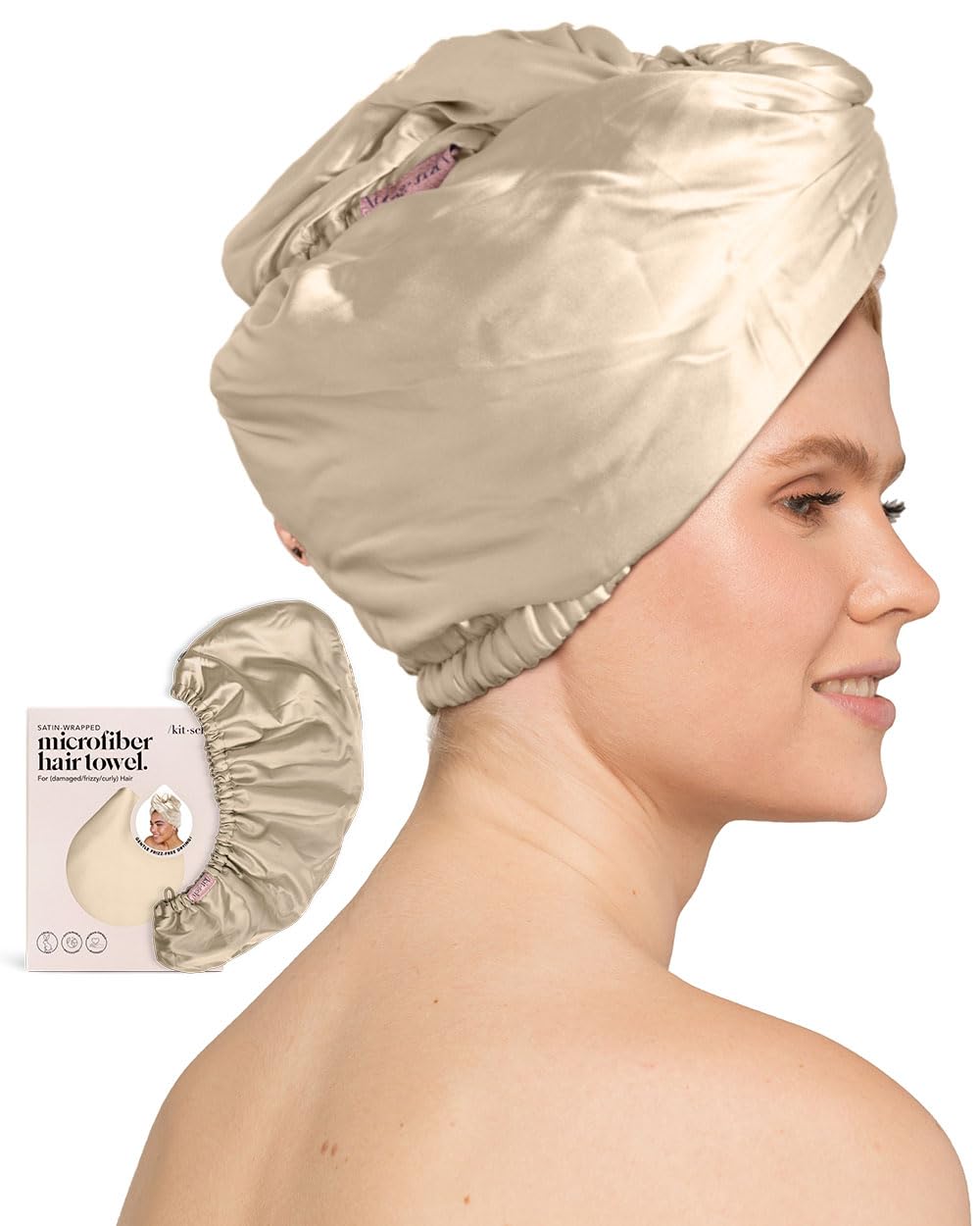 Kitsch Microfiber Hair Towel Wrap - Quick Dry Curly Hair Wraps for Women Wet Hair | Microfiber Towel for Hair | Hair Drying Towel Wrap | Hair Towels for Women | Hair Turban for Wet Hair (Blush)