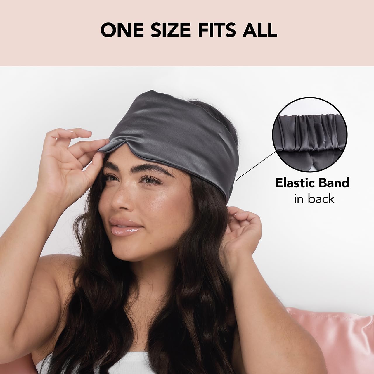 Kitsch Blackout Satin Sleep Mask, Softer Than Real Mulberry Silk Eye Cover, Soft Pressure Free Shade Blindfold for Puffy Eyes with Adjustable Straps, Weighted Eye Mask for Sleeping Women Men, Charcoal