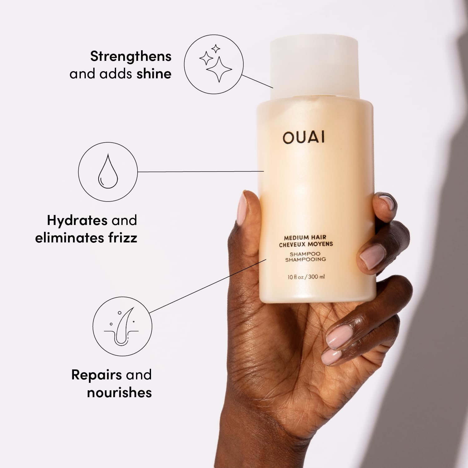 OUAI Fine Shampoo - Volumizing Shampoo with Strengthening Keratin, Biotin & Chia Seed Oil for Fine Hair - Delivers Clean, Weightless Body - Paraben, Phthalate & Sulfate Free Hair Care - 10 fl oz