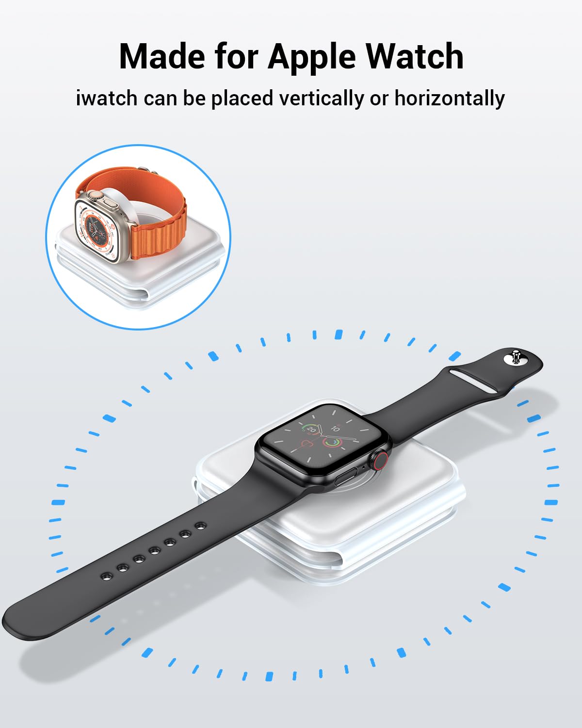 Wireless Charger, Magnetic Foldable 3 in 1 Mag-Safe Charger, Fast Travel Wireless Charging Station for iPhone 16/15/14/13/12/ Series,for iWatch,for AirPods (Adapter Included)