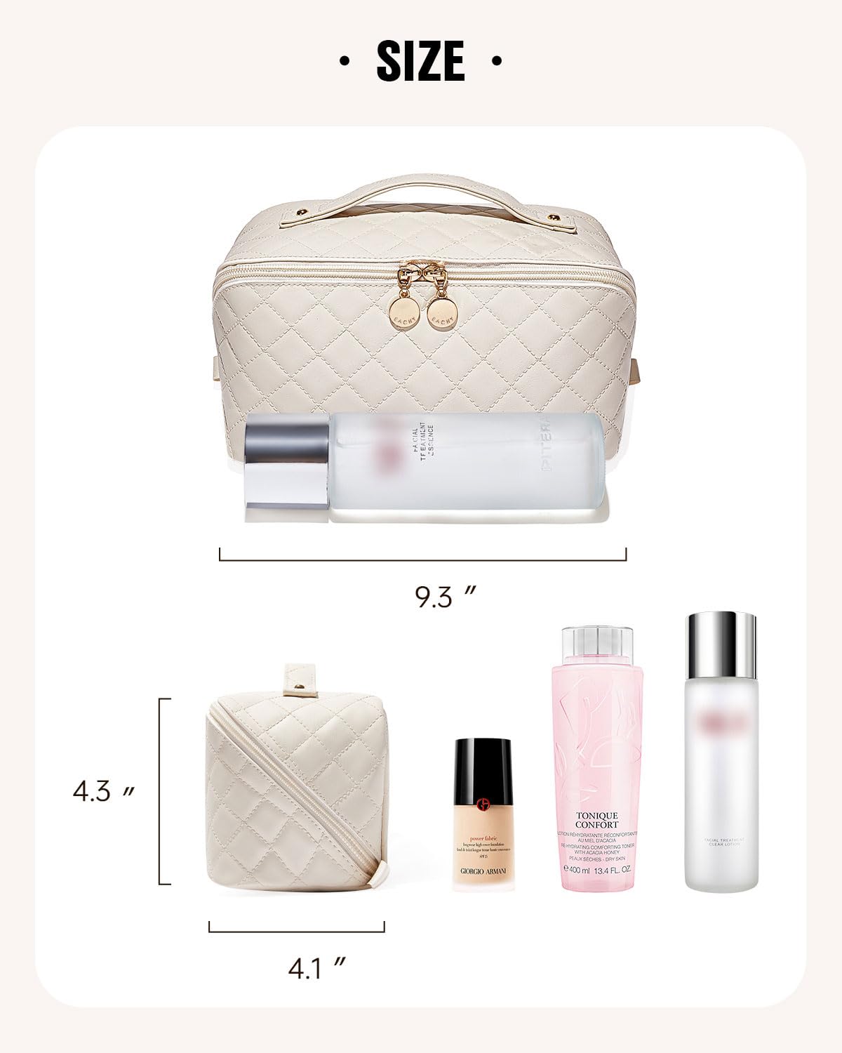 EACHY Travel Makeup Bag,Large Capacity Cosmetic Bags for Women,Waterproof Portable Pouch Open Flat Toiletry Bag Make up Organizer with Divider and Handle