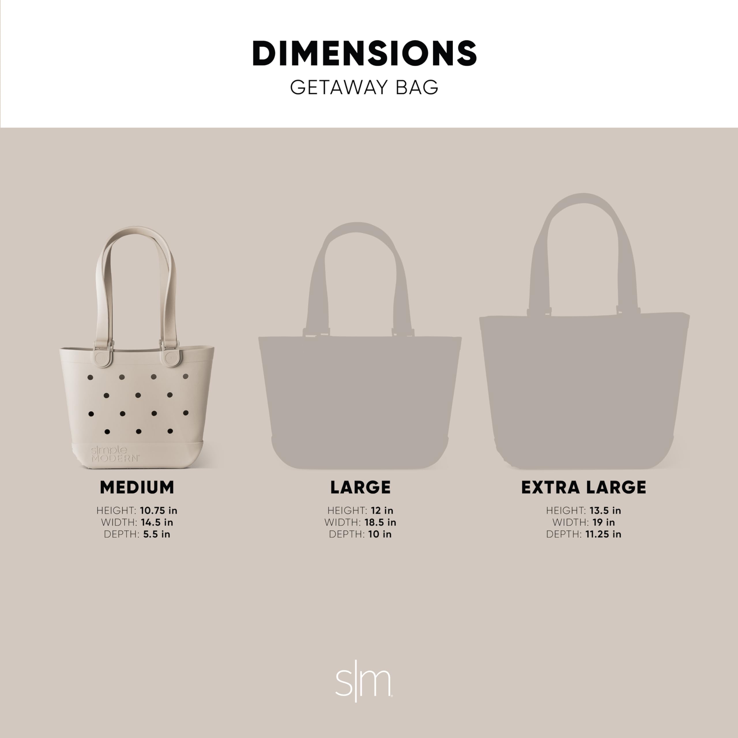 Simple Modern Beach Bag Rubber Tote | Waterproof Medium Tote Bag with Zipper Pocket for Pool, Groceries, Sports | Gifts For Women | Getaway Bag Collection | Almond Birch