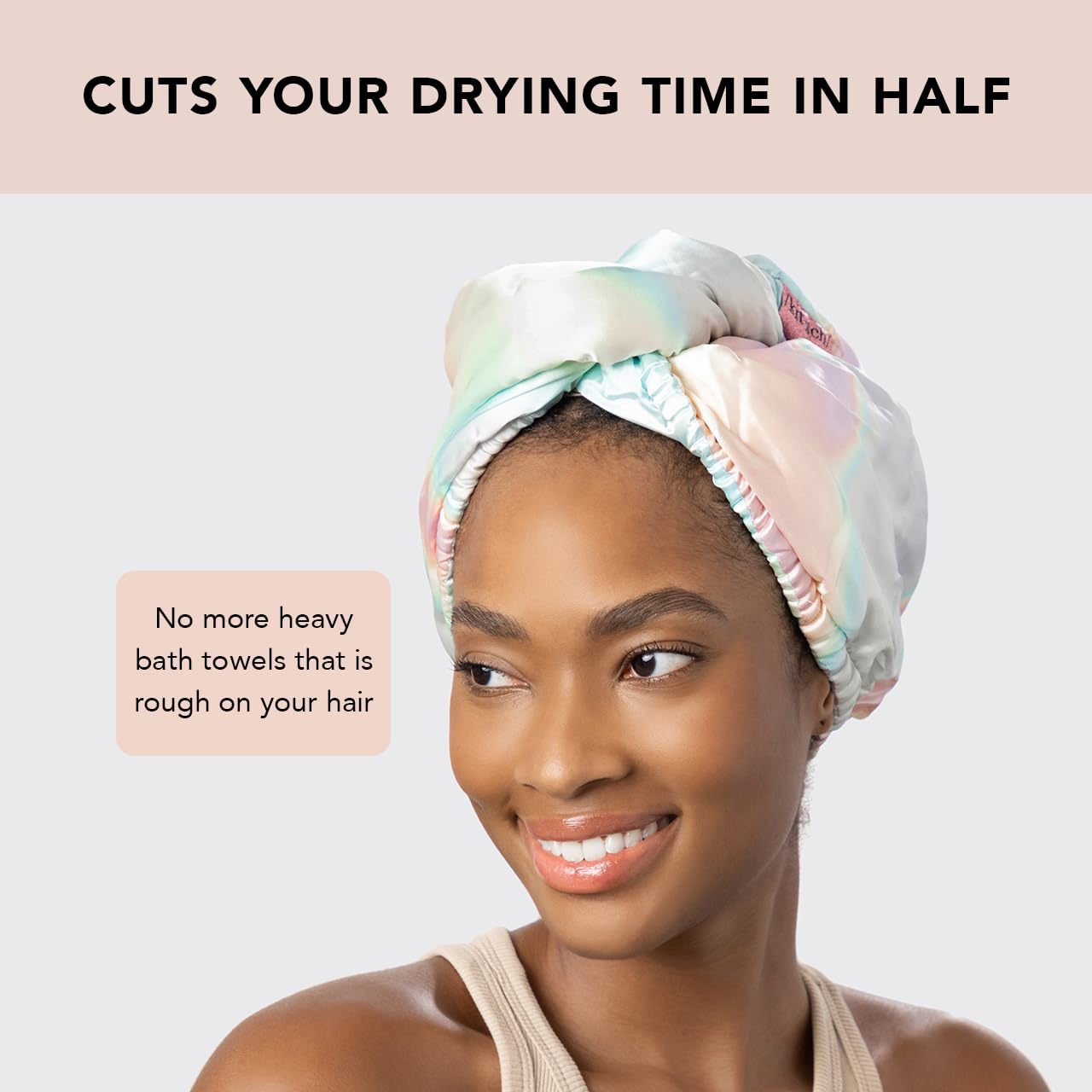 Kitsch Microfiber Hair Towel Wrap - Quick Dry Curly Hair Wraps for Women Wet Hair | Microfiber Towel for Hair | Hair Drying Towel Wrap | Hair Towels for Women | Hair Turban for Wet Hair (Blush)