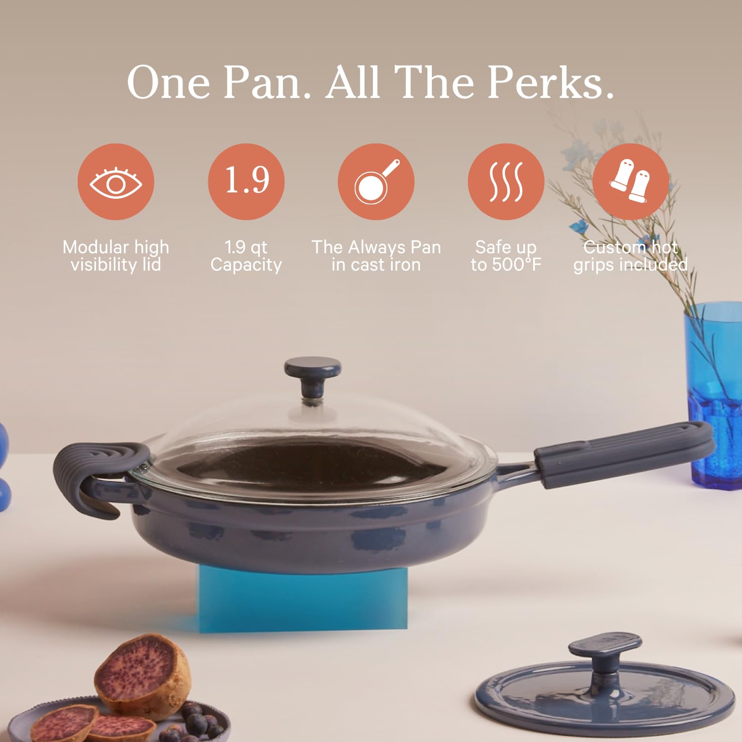 Our Place Cast Iron Always Pan | Premium Enameled, Toxin-Free Surface | 10-inch 8-in-1 Multifunctional Cookware System | Lid, Handle Covers | Heavy Duty Skillet | Oven & High Heat Safe | Sage