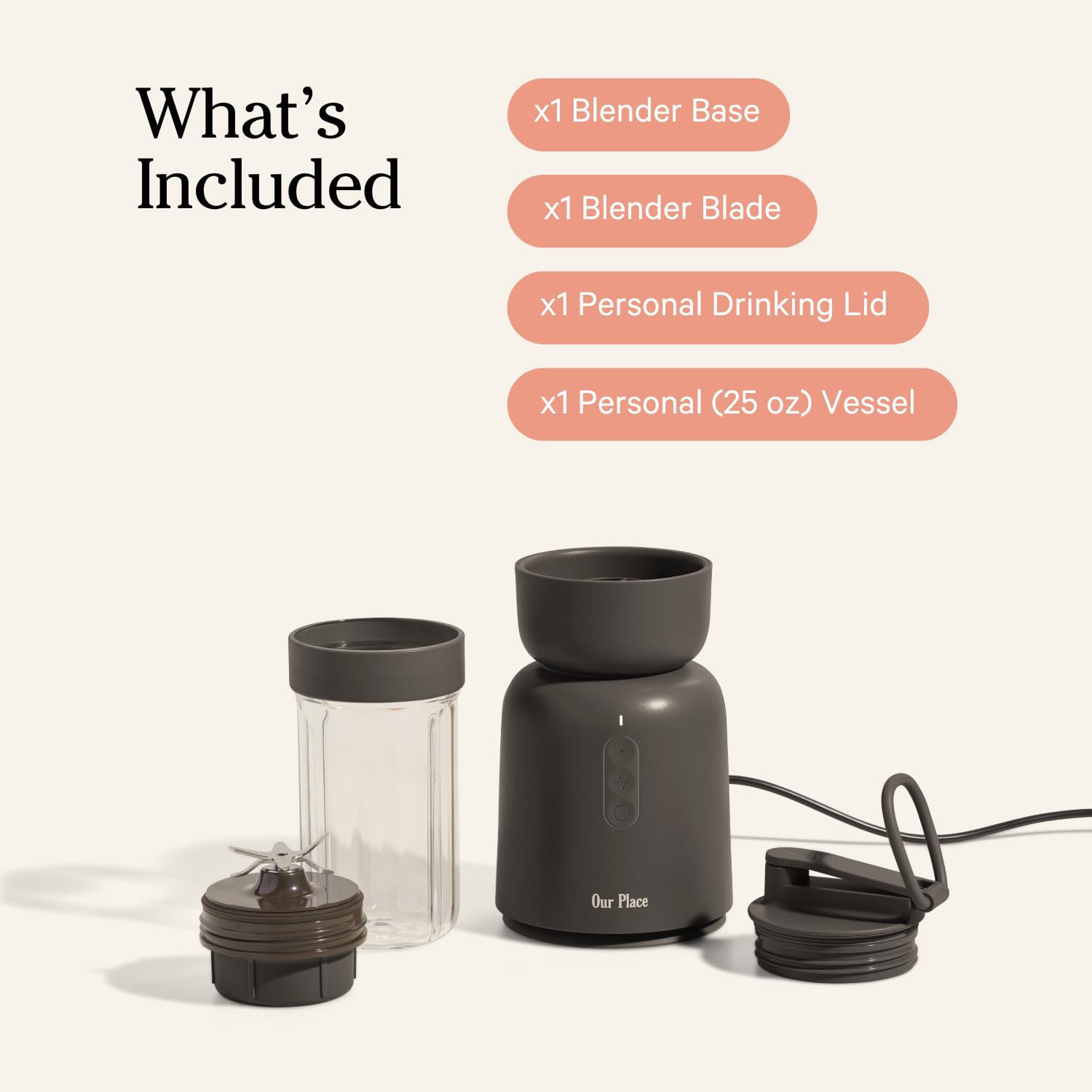 Our Place Splendor Blender - 1000W High-Power | Ultra-Sharp Blades | 2 Blending Modes | Includes 25 oz Personal Cup and Drinking Lid Set | Smoothies, Shakes & More | Blue Salt