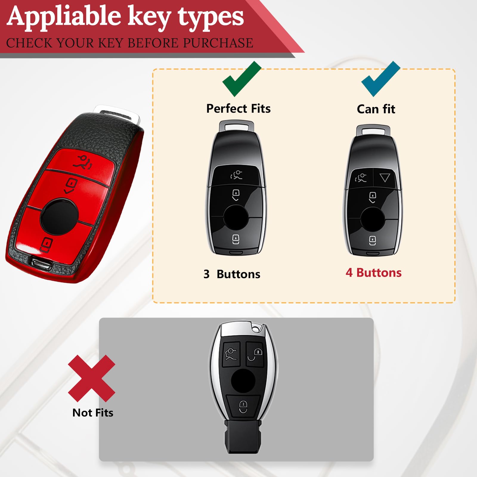Cadillac Key Fob Cover with Metal Braided Rope Keychain, Upgraded Soft Key Case for 2015-2019 Escalade CTS SRX XT5 ATS STS CT6 (5 Button) (Gold Edge)