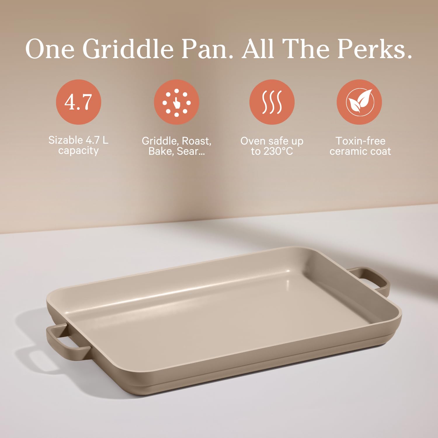 Our Place Griddle Pan - Versatile Nonstick Ceramic Sheet Pan & Stovetop Griddle | Toxin-Free, Dual-Use, with Ergonomic Handles | 5 Qt Capacity, Oven Safe up to 450°F | Char