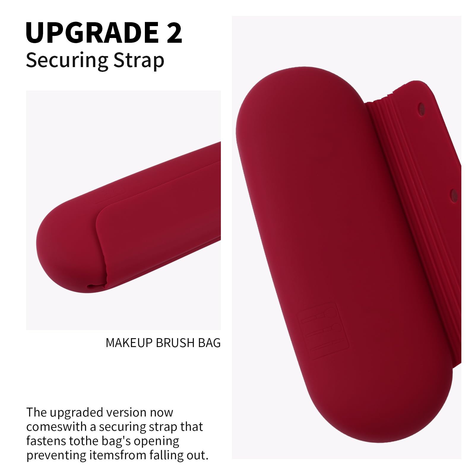 AGIKET Silicone Makeup Brush Holder Travel Cosmetic Bag:Soft Portable Cosmetic Face Brushes Holder with Upgrade Anti-Fall Out Magnetic Closure, Large Travel Makeup Brush Case - Walnut