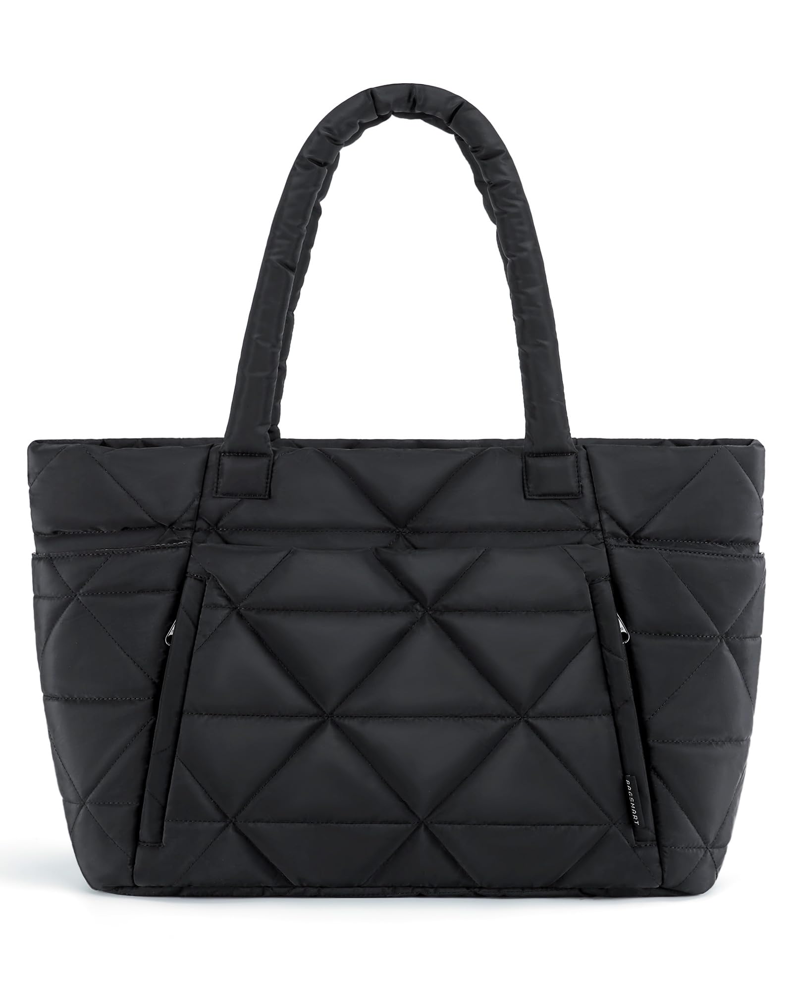 BAGSMART Tote Bag for Women, Puffy Tote Bag with Zipper, Large Quilted Shoulder Bag with Compartments for Travel, Work, Gym