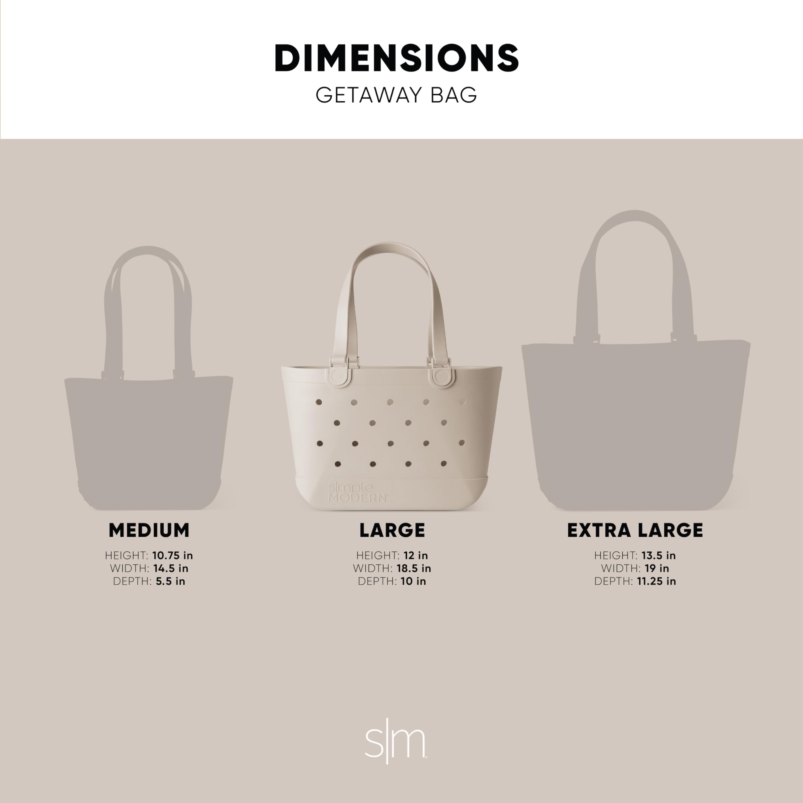 Simple Modern Beach Bag Rubber Tote | Waterproof Medium Tote Bag with Zipper Pocket for Pool, Groceries, Sports | Gifts For Women | Getaway Bag Collection | Almond Birch