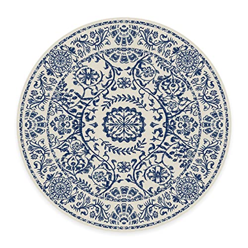 RUGGABLE Washable 2x3 Area Rug, Delphina Delft Blue, Premium Vintage Rugs for Living Room, Bedroom, Kitchen, Office, Classroom with Gripper Non Slip Pad