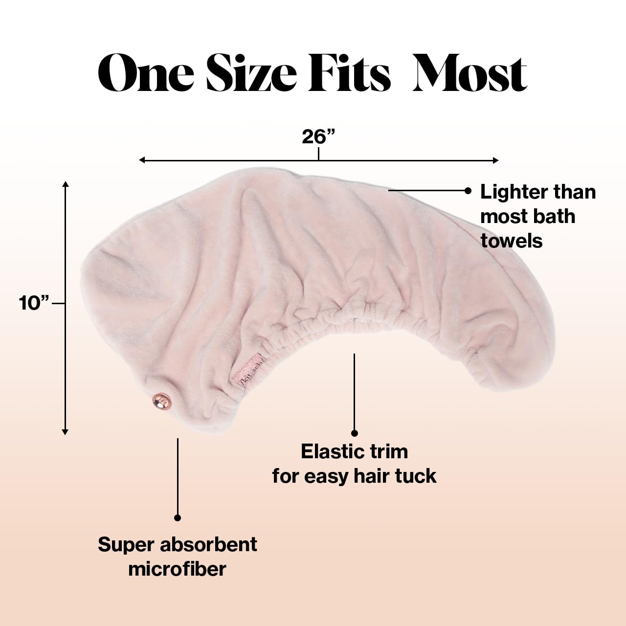 Kitsch Microfiber Hair Towel Wrap - Quick Dry Curly Hair Wraps for Women Wet Hair | Microfiber Towel for Hair | Hair Drying Towel Wrap | Hair Towels for Women | Hair Turban for Wet Hair (Blush)