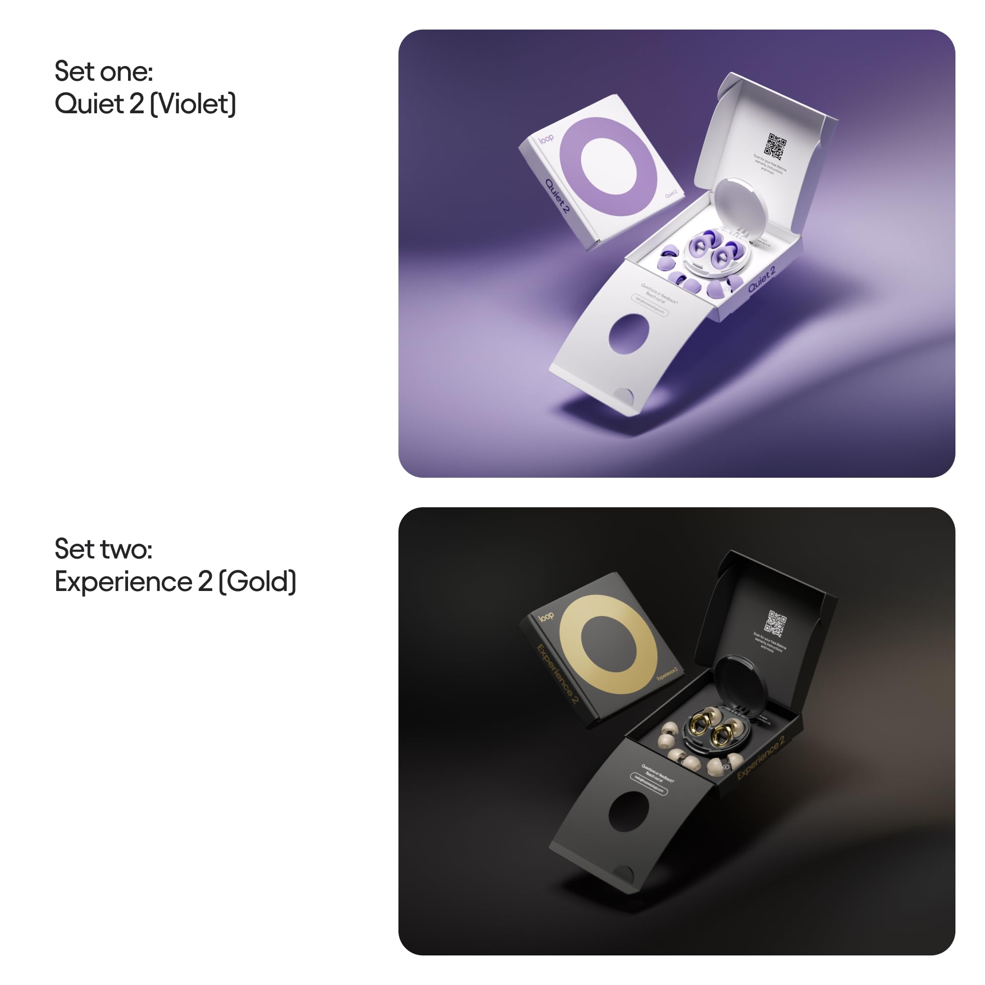 Loop Earplugs Day & Night Bundle (2-Pack) – Loop Quiet 2 + Loop Experience 2 | Reusable Ear Plugs for Sleep, Noise Sensitivity, Music & More | 24 dB/18 dB Noise Reduction