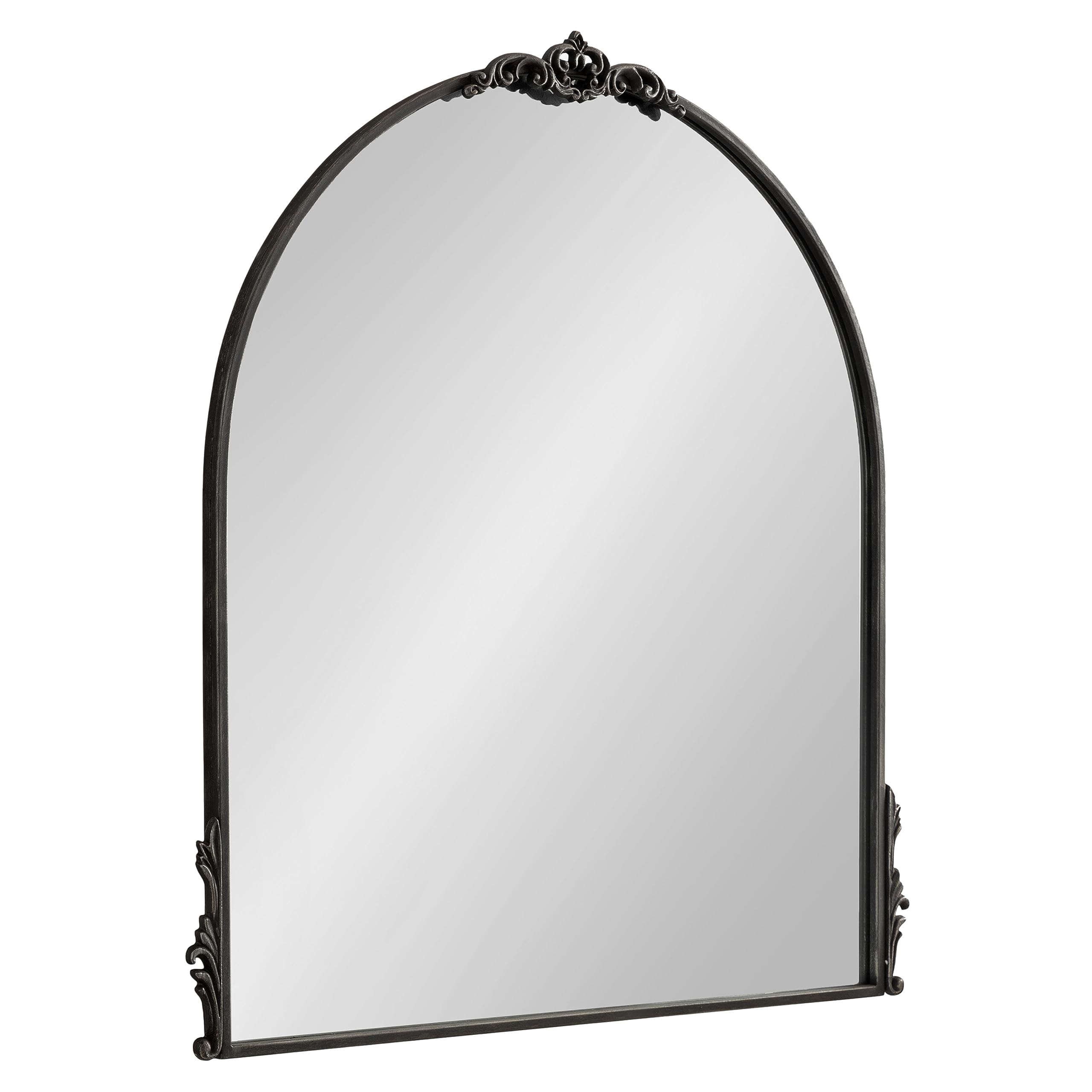 Kate and Laurel Myrcelle Traditional Arched Mirror, 25 x 33, Gold, Decorative Large Arch Mirror with Ornate Garland Detailing Along The Crown and Edges of The Frame