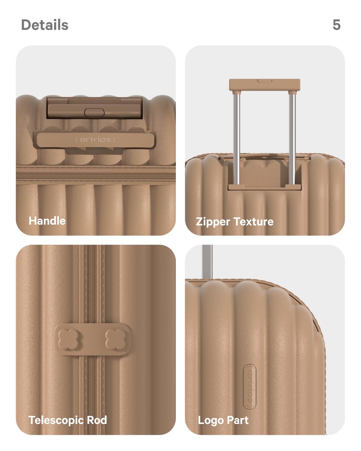 artrips Luggage with 8 Spinner Wheels,Lightweight Hardside Suitcase with Cover Protector,PC Hardshell Luggage,Travel Suitcase with Bread Design,TSA Lock,20/24/28inch