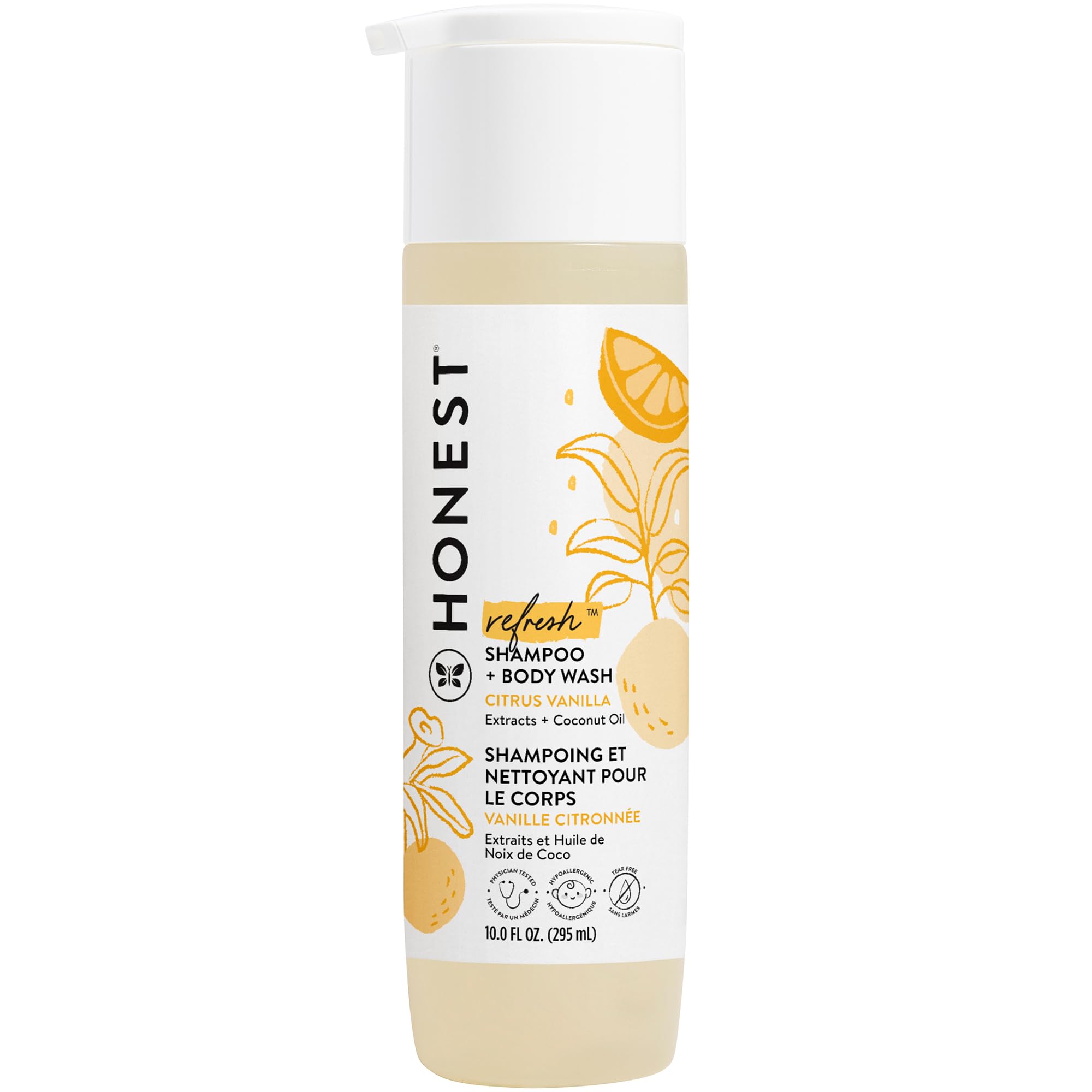 The Honest Company 2-in-1 Cleansing Shampoo + Body Wash | Gentle for Baby | Naturally Derived, Tear-free, Hypoallergenic | Fragrance Free Sensitive, 10 fl oz