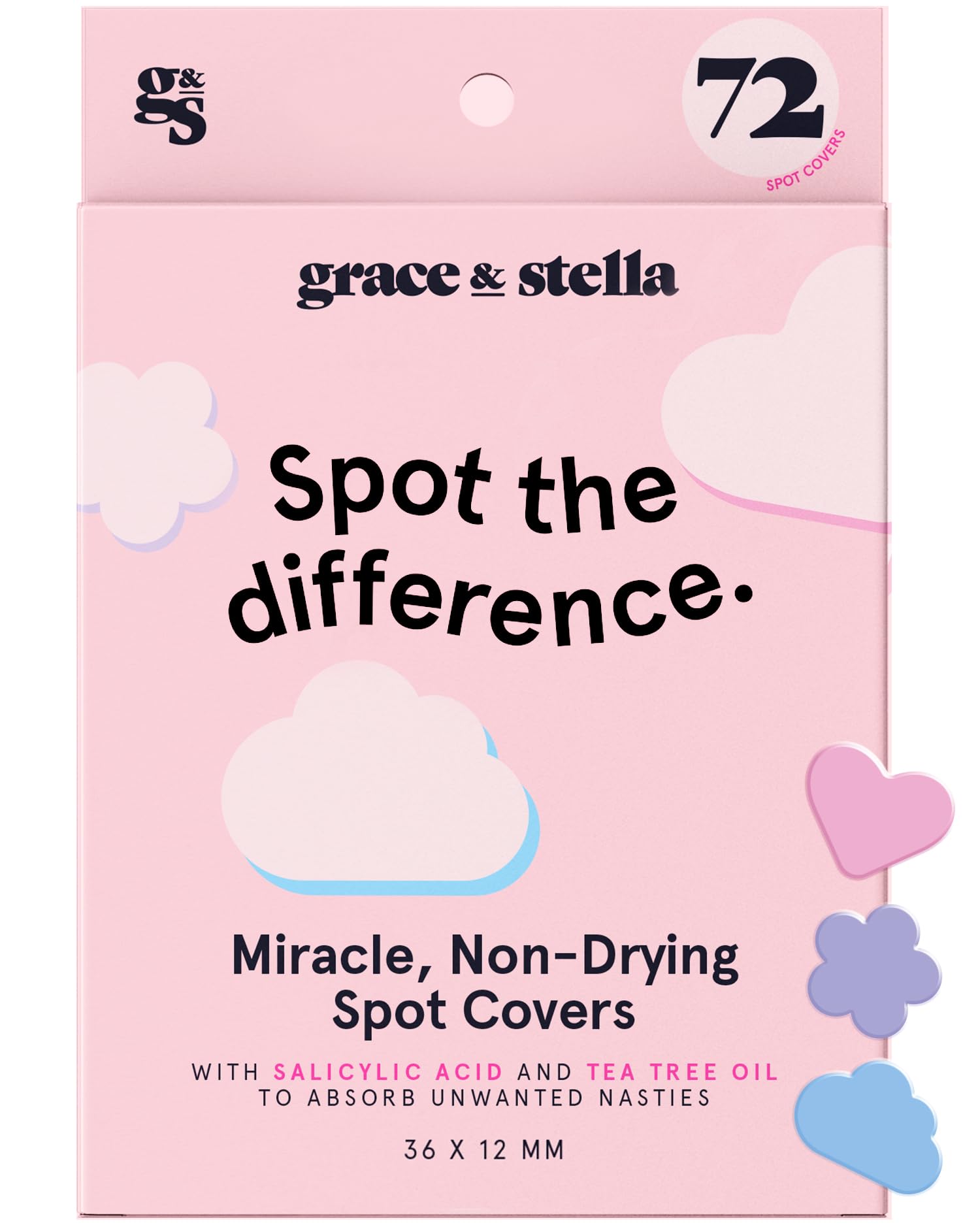 grace & stella Pimple Patches For Face (Round, 36 Count) - Hydrocolloid Acne Patches for Face - Dermatologist Tested, Vegan, Cruelty-Free