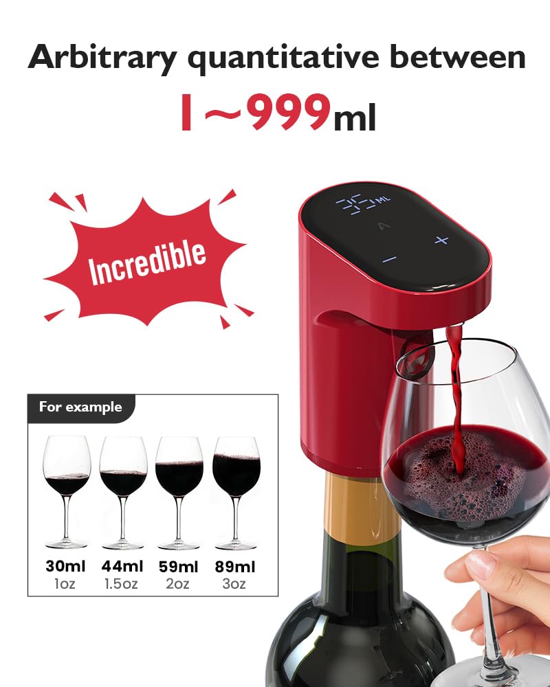 Electric Wine Decanter Aerator Dispenser Pourer Whiskey Adjustable Quantity Liquor Wine Pump Birthday Gift for Men Women Mom Dad Boss Brother Husband Funny Unique Gifts for Him (White)