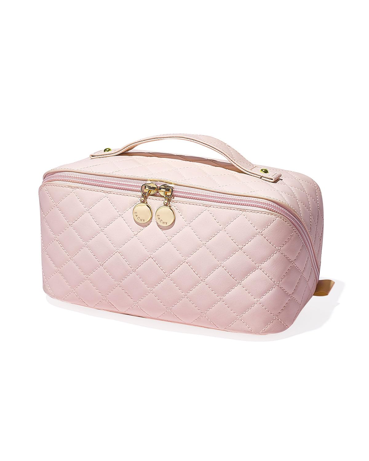 EACHY Travel Makeup Bag,Large Capacity Cosmetic Bags for Women,Waterproof Portable Pouch Open Flat Toiletry Bag Make up Organizer with Divider and Handle