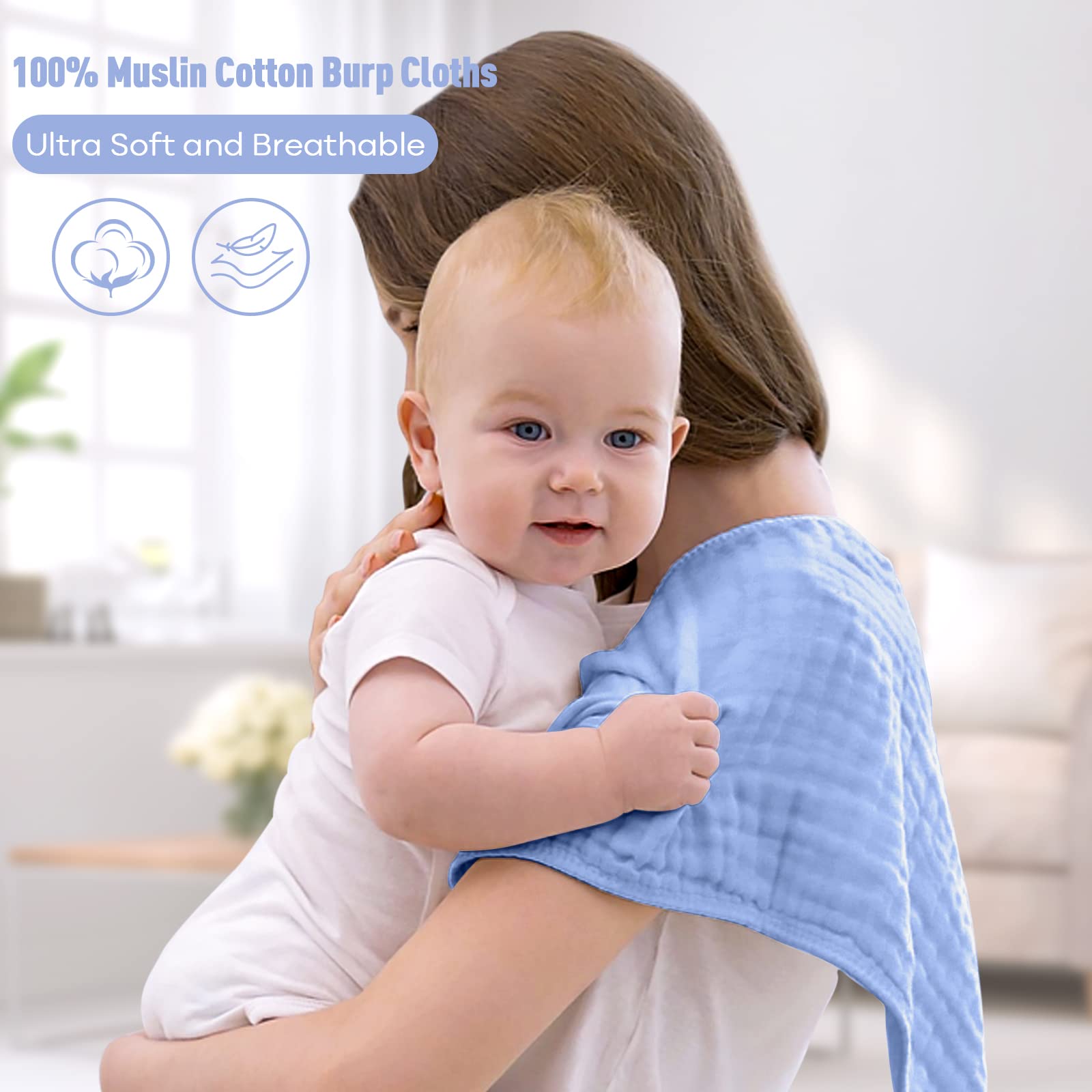 Yoofoss Muslin Burp Cloths for Baby 10 Pack 100% Cotton Baby Washcloths for Boys Girls Large 20&