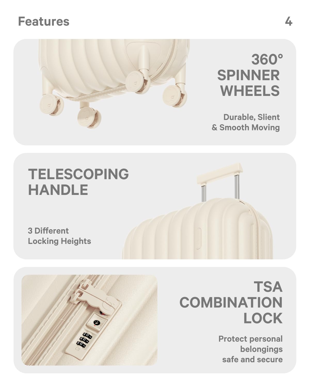 artrips Luggage with 8 Spinner Wheels,Lightweight Hardside Suitcase with Cover Protector,PC Hardshell Luggage,Travel Suitcase with Bread Design,TSA Lock,20/24/28inch