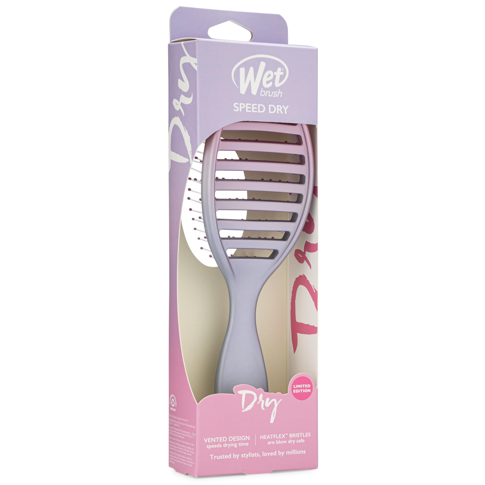Wet Brush Speed Dry Hair Brush - Pink/Purple (Feel Good Ombre) - Vented Design and Ultra Soft HeatFlex Bristles Are Blow Dry Safe With Ergonomic Handle Manages Tangle and Uncontrollable Hair - Pain-Free