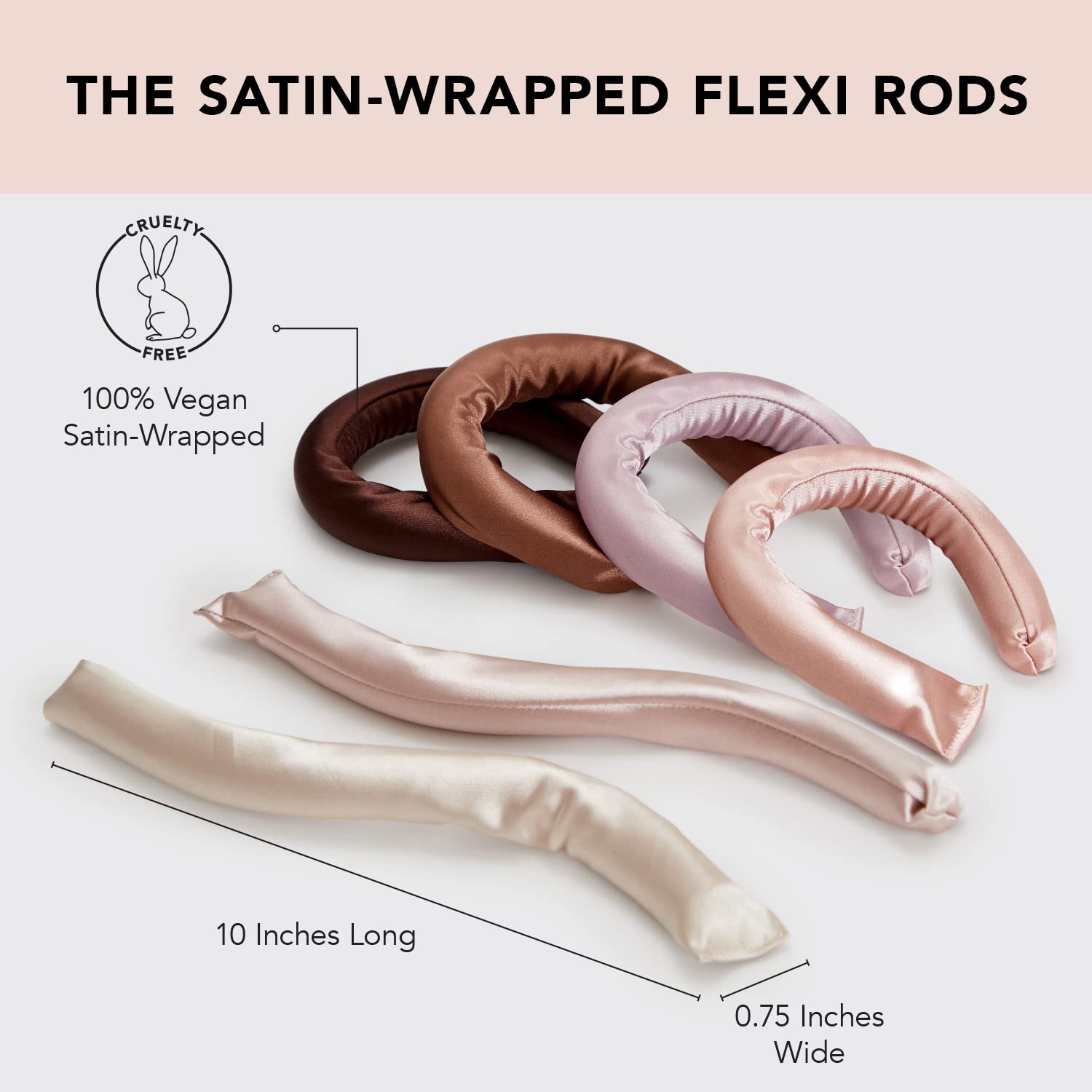 Kitsch Satin Heatless Curling Rod- XL Heatless Hair Curler w/Reliable Snap - Heatless Curls Overnight - Soft Hair Rollers to Sleep In - No Heat Curls Overnight Curlers for Short Hair - 4pcs -Rosewood