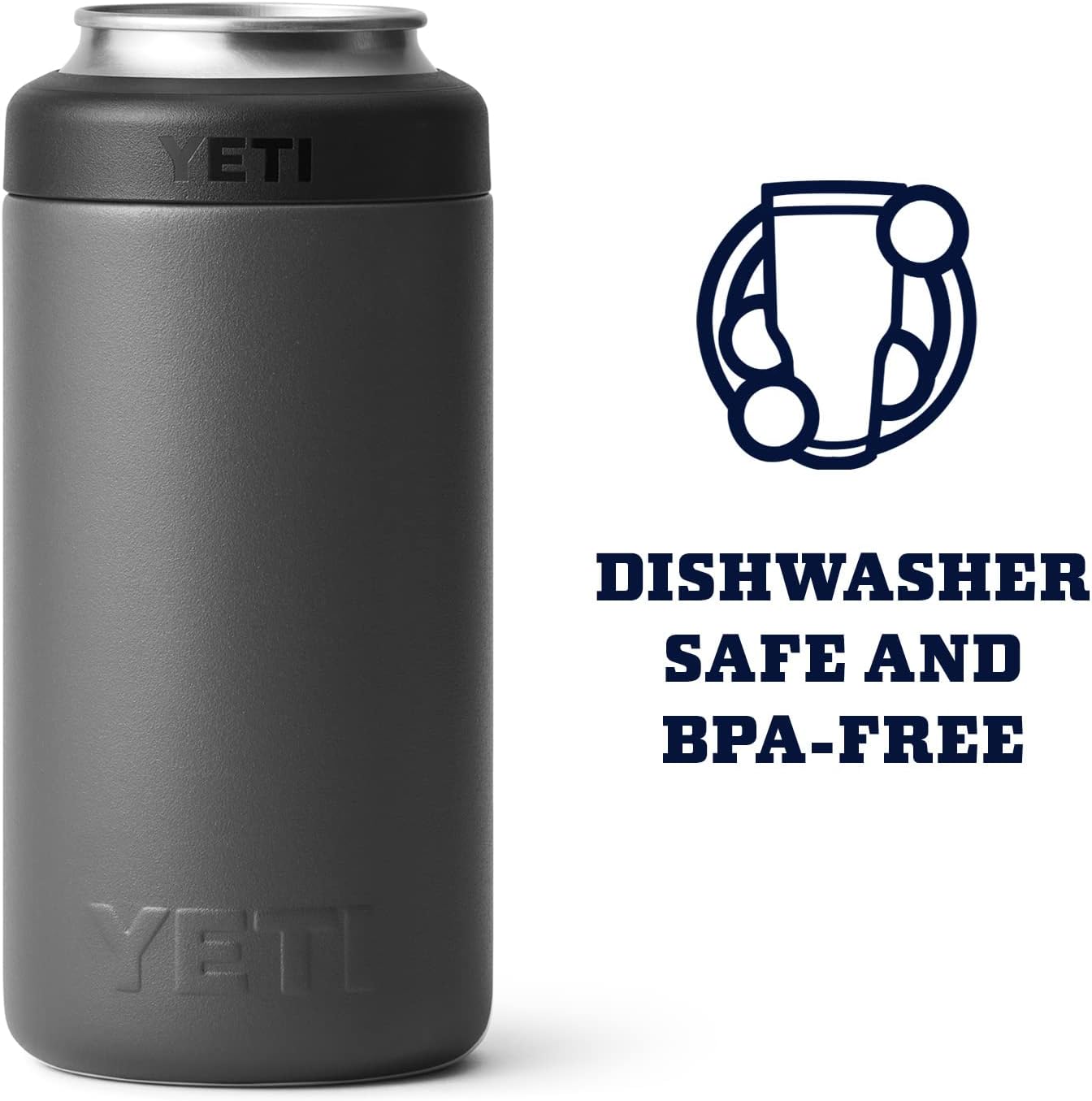 YETI Rambler 16 oz. Colster Tall Can Insulator for Tallboys & 16 oz. Cans, Charcoal (NO CAN Insert)