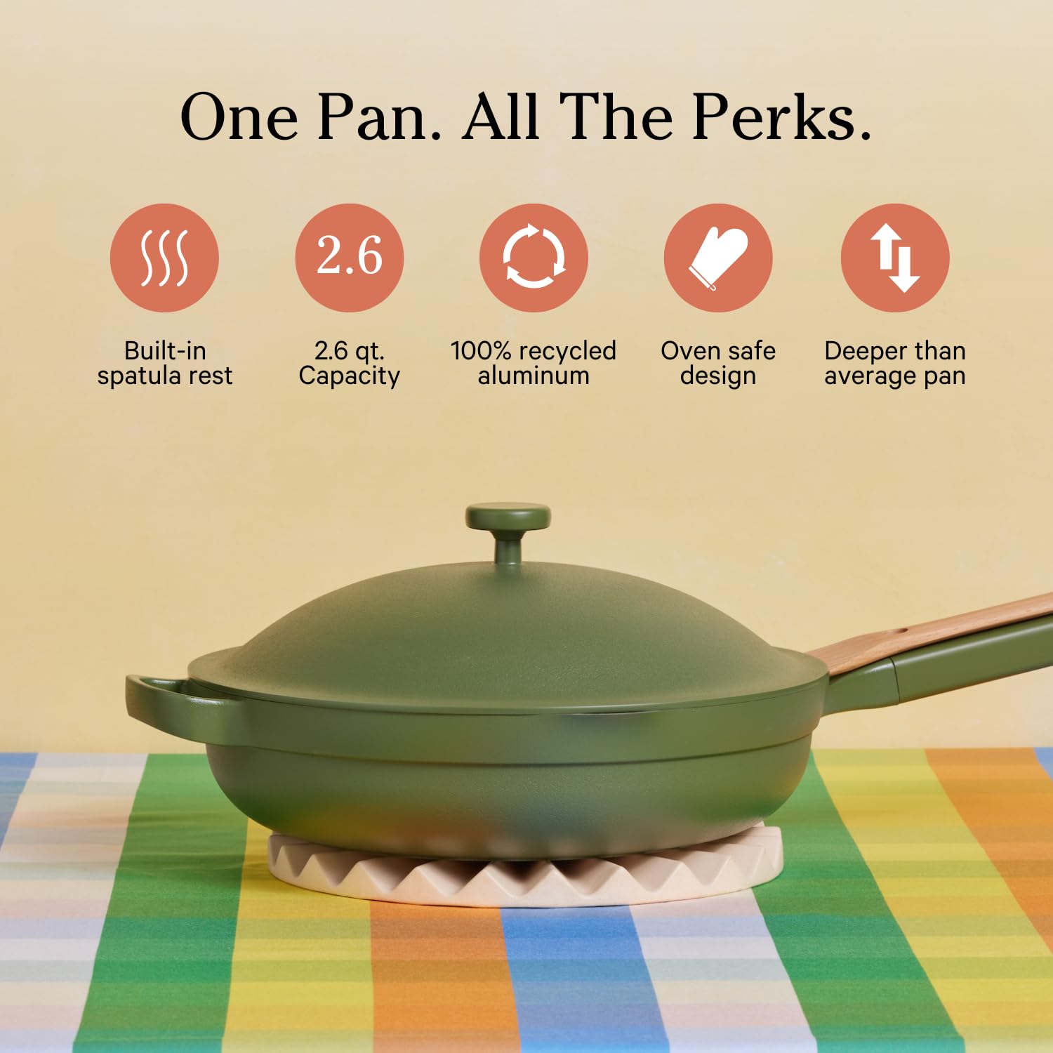 Our Place Always Pan 2.0-10.5-Inch Nonstick, Toxin-Free Ceramic Cookware | Versatile Frying Pan, Skillet, Saute Pan | Stainless Steel Handle | Oven Safe | Lightweight Aluminum Body | Steam