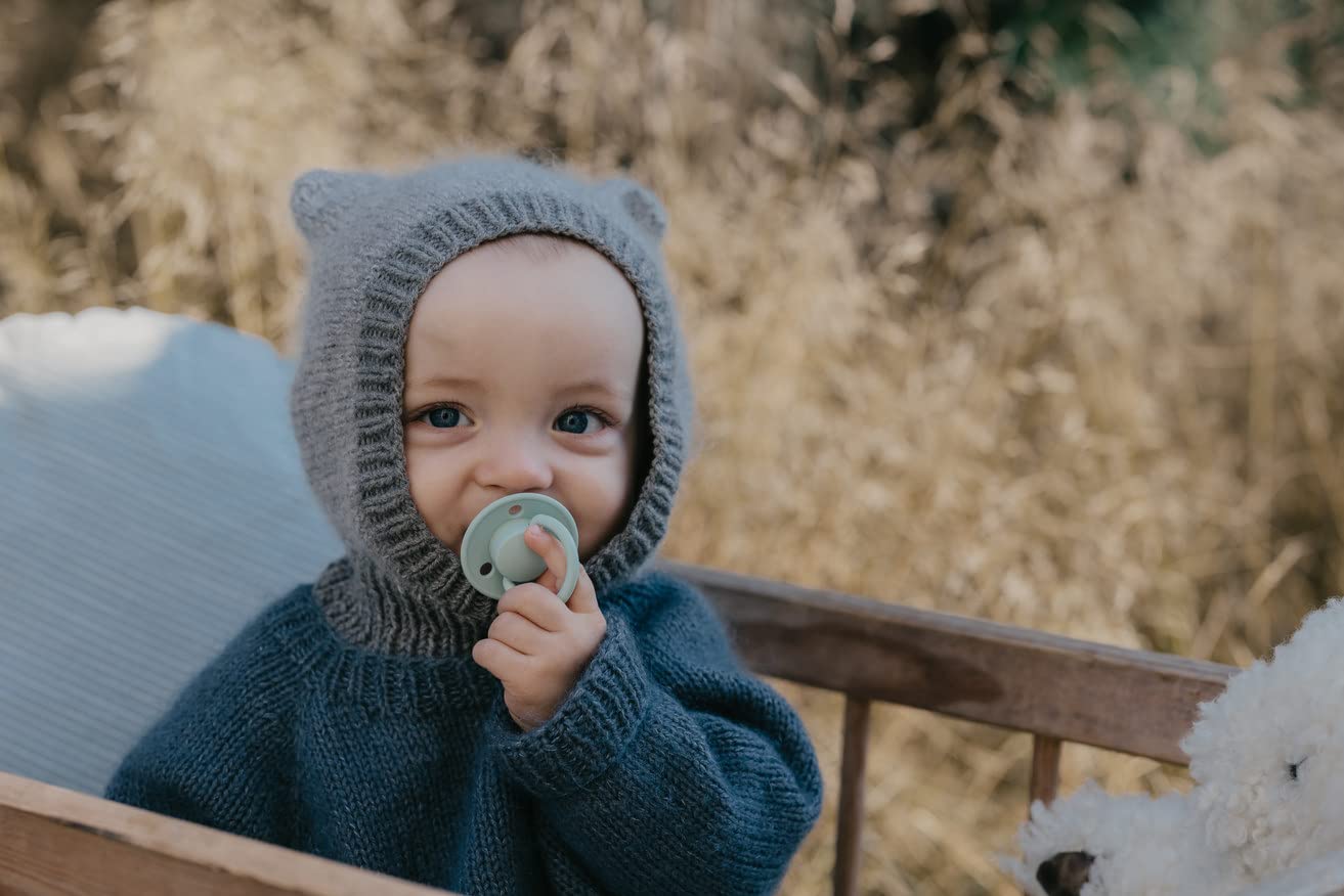 BIBS De Lux Baby Pacifier 2-Pack | Made in Denmark | BPA Free Dummy Soother, Round Nipple. Natural Rubber Latex, Size 2 (6-18 Months), Vanilla/Dark Oak