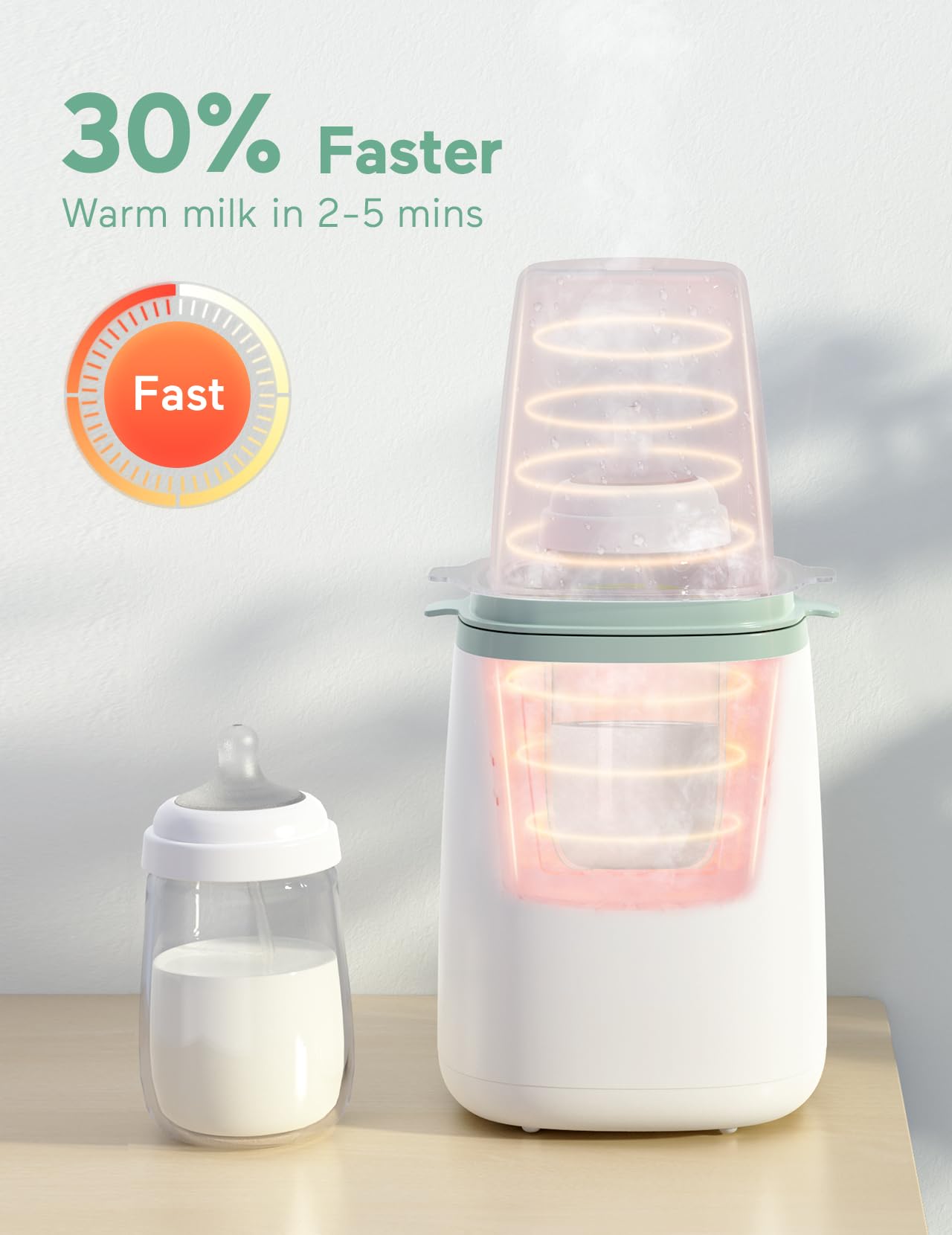 Momcozy Bottle Warmer, Fast Bottle Warmers for All Bottles with Timer, Accurate Temperature Control and Automatic Shut-Off, Multifunctional Bottle Warmer for Breastmilk