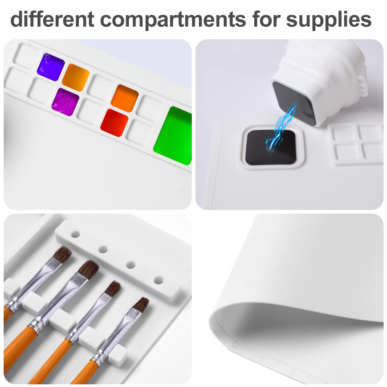 AWOKE Silicone Painting Mat - 20"X16" Silicone Art Mat with 1 Water Cup for Kids - Silcone Craft Mat has12 Color Dividers - 2 Paint Dividers (White)