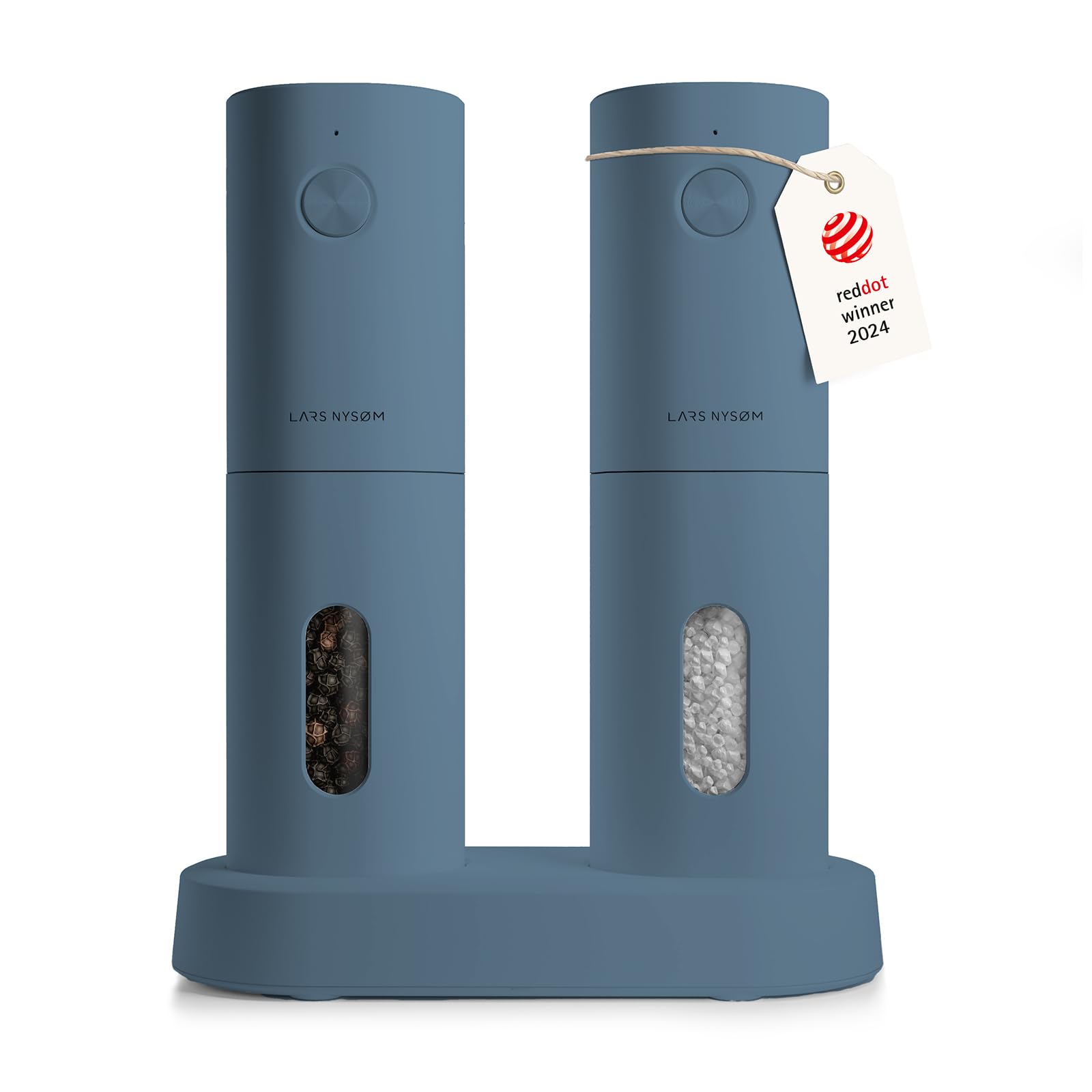 LARS NYSØM Electric Salt and Pepper Grinder Set I Automatic Salt and Pepper Mills with Adjustable Ceramic Grinder I USB Rechargeable Electric Spice Grinder Set (Almond Beige)