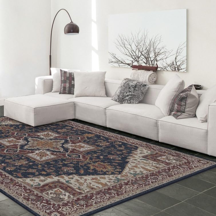 RUGGABLE Maral Heriz Washable Rug - Perfect Vintage Area Rug for Living Room Bedroom Kitchen - Pet & Child Friendly - Stain & Water Resistant - Creme 3&