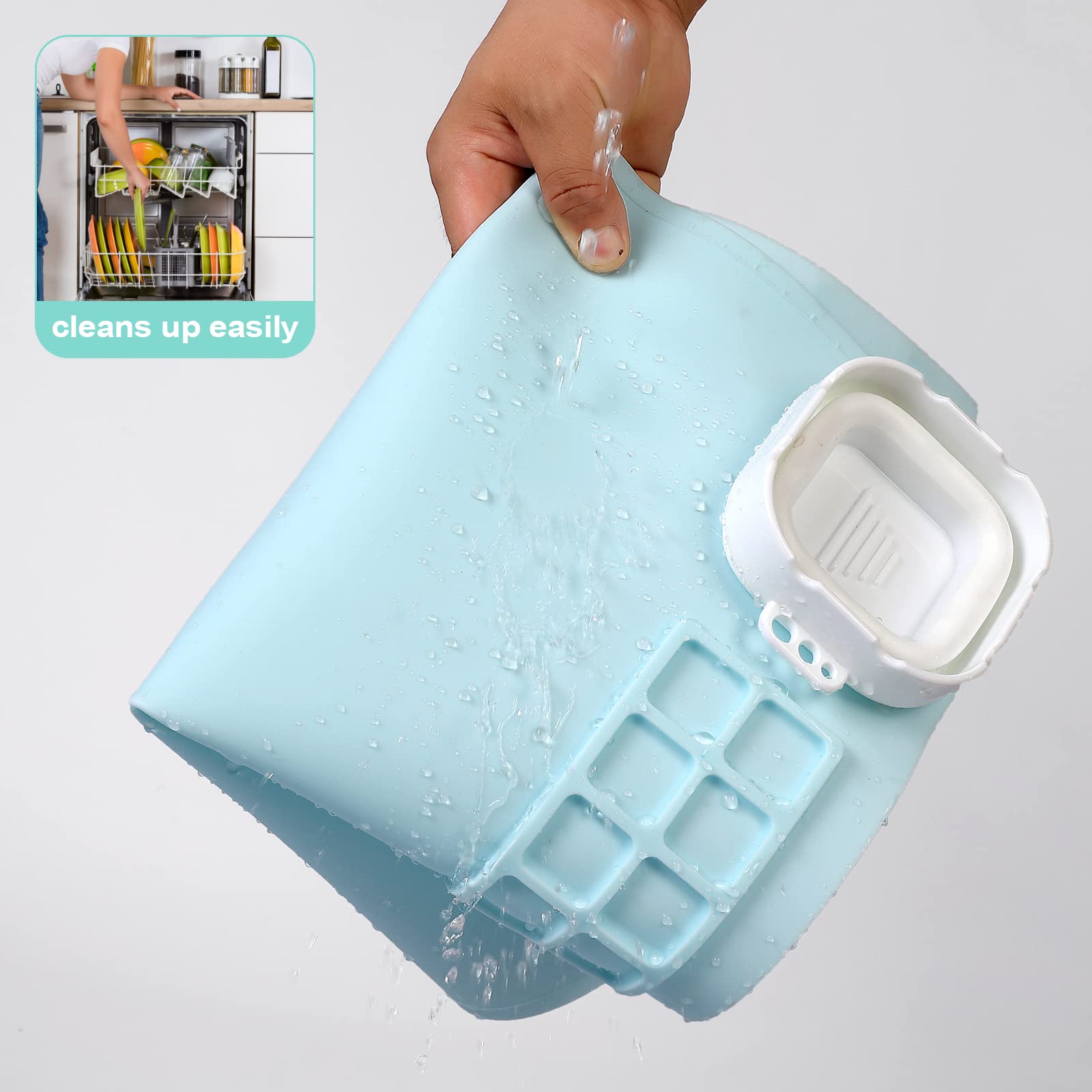 AWOKE Silicone Painting Mat - 20"X16" Silicone Art Mat with 1 Water Cup for Kids - Silcone Craft Mat has12 Color Dividers - 2 Paint Dividers (White)