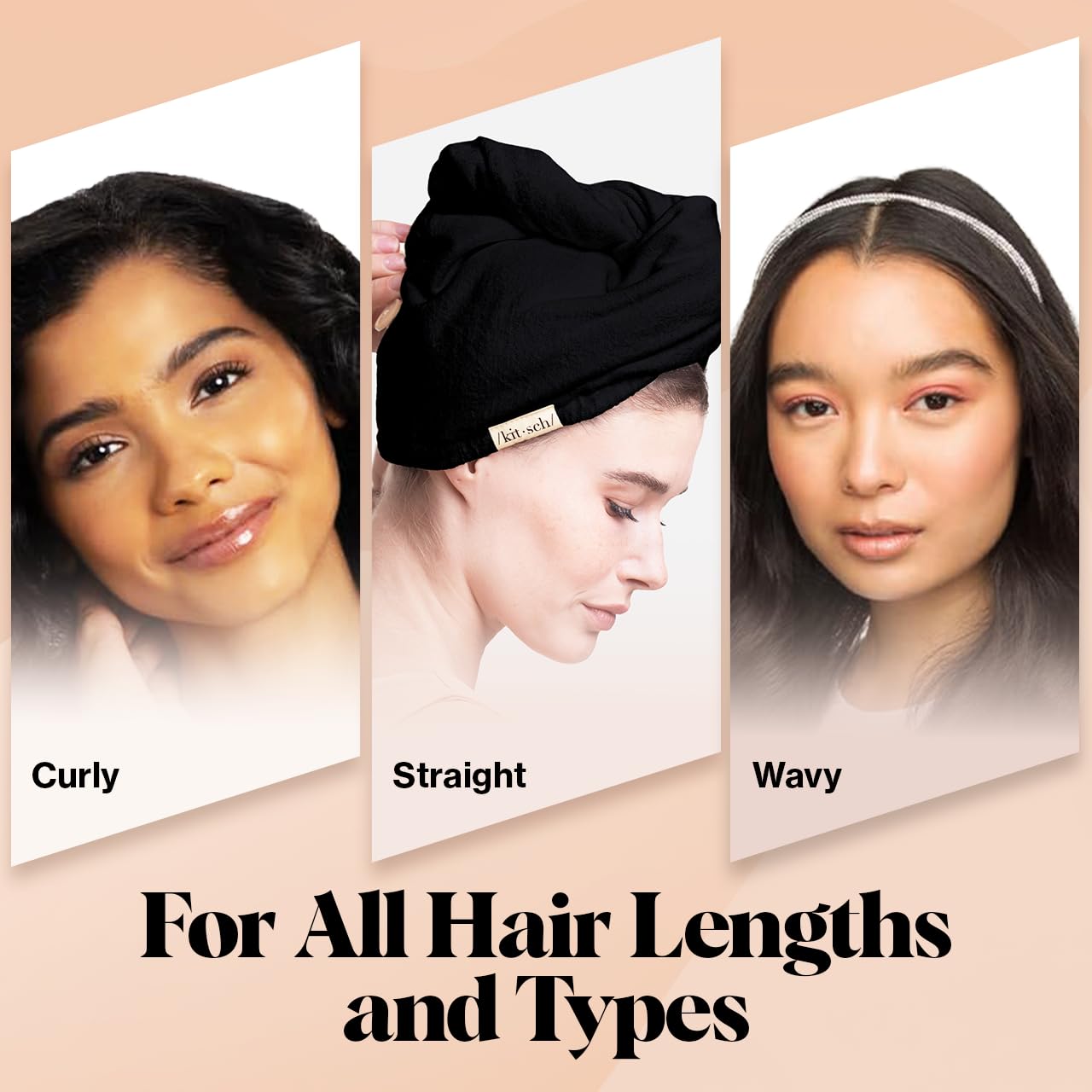 Kitsch Microfiber Hair Towel Wrap - Quick Dry Curly Hair Wraps for Women Wet Hair | Microfiber Towel for Hair | Hair Drying Towel Wrap | Hair Towels for Women | Hair Turban for Wet Hair (Blush)