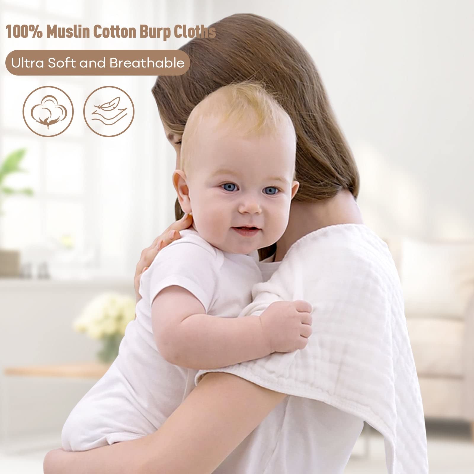 Yoofoss Muslin Burp Cloths for Baby 10 Pack 100% Cotton Baby Washcloths for Boys Girls Large 20&