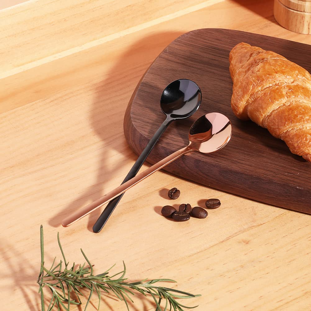 4 PCS Espresso Spoons 18/8 Stainless Steel, 5.2 Inches Vogue Mini Teaspoons Set for Stirring Coffee, Dessert Cake, Ice Cream, Soup, Antipasto Cappuccino, Frosted Handle, Sweejar(Gold)