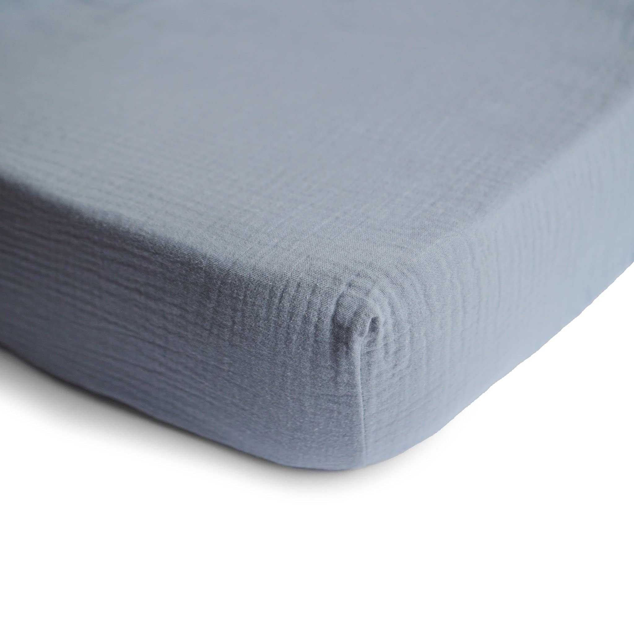 mushie Extra Soft Muslin Fitted Crib Sheet | 192 Thread Count | 28"x 52" (Fog)