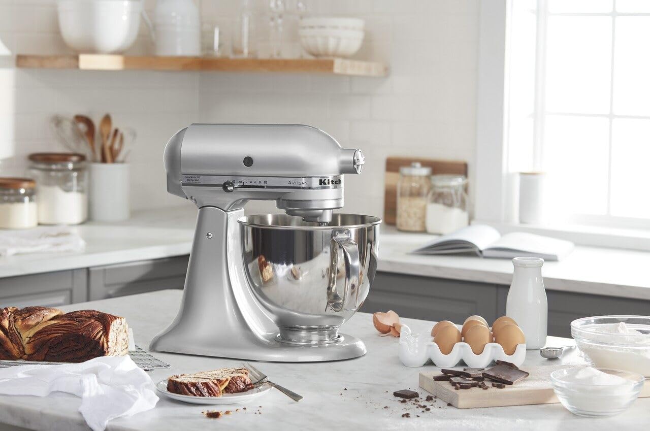 KitchenAid Artisan Series 5-Quart Tilt-Head Stand Mixer, Almond Cream, KSM150PSAC