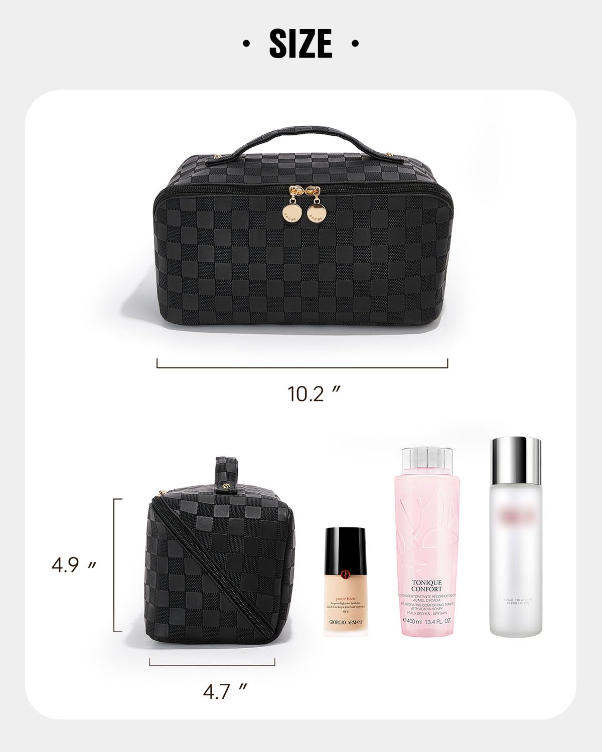 EACHY Travel Makeup Bag,Large Capacity Cosmetic Bags for Women,Waterproof Portable Pouch Open Flat Toiletry Bag Make up Organizer with Divider and Handle