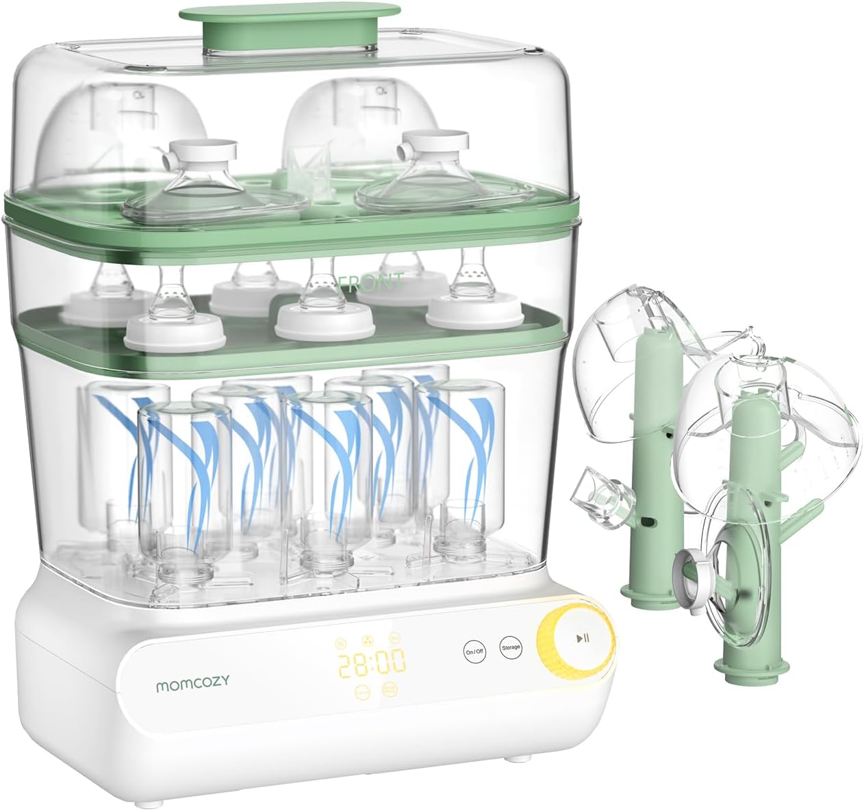Momcozy 3 Layers Large Bottle Sterilizer and Dryer, Fast Sterilize and Dry, Universal Bottle Sterilizer for All Bottles & Breast Pump Accessories, Touch Screen & Auto-Off Bottle Sanitizer