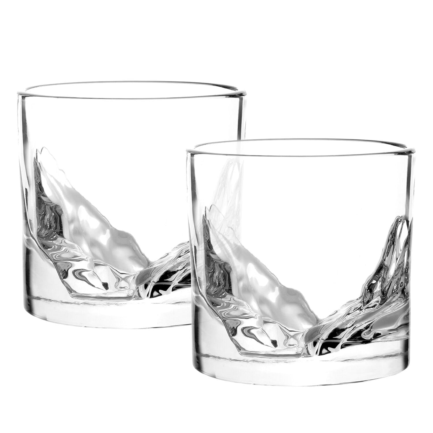 LIITON Heavy Crystal Whiskey Glasses Gift Set, Thick Freezable Bourbon Glass 1lb Each, Premium Whiskey Gifts for Men, Frozen Crystal Chills Cocktails Featuring Grand Canyon Glasses Set of 2, 10 oz