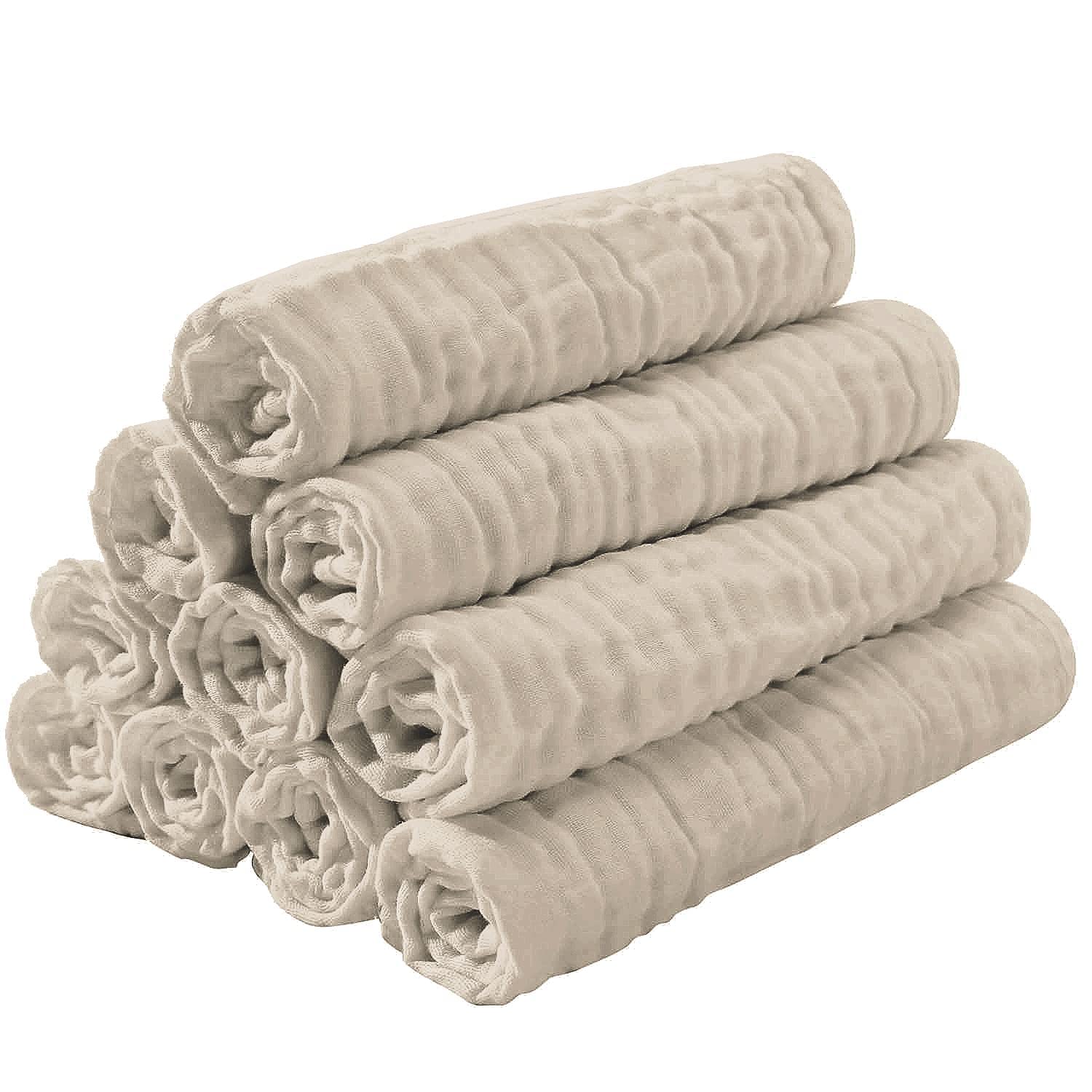 Yoofoss Muslin Burp Cloths for Baby 10 Pack 100% Cotton Baby Washcloths for Boys Girls Large 20&