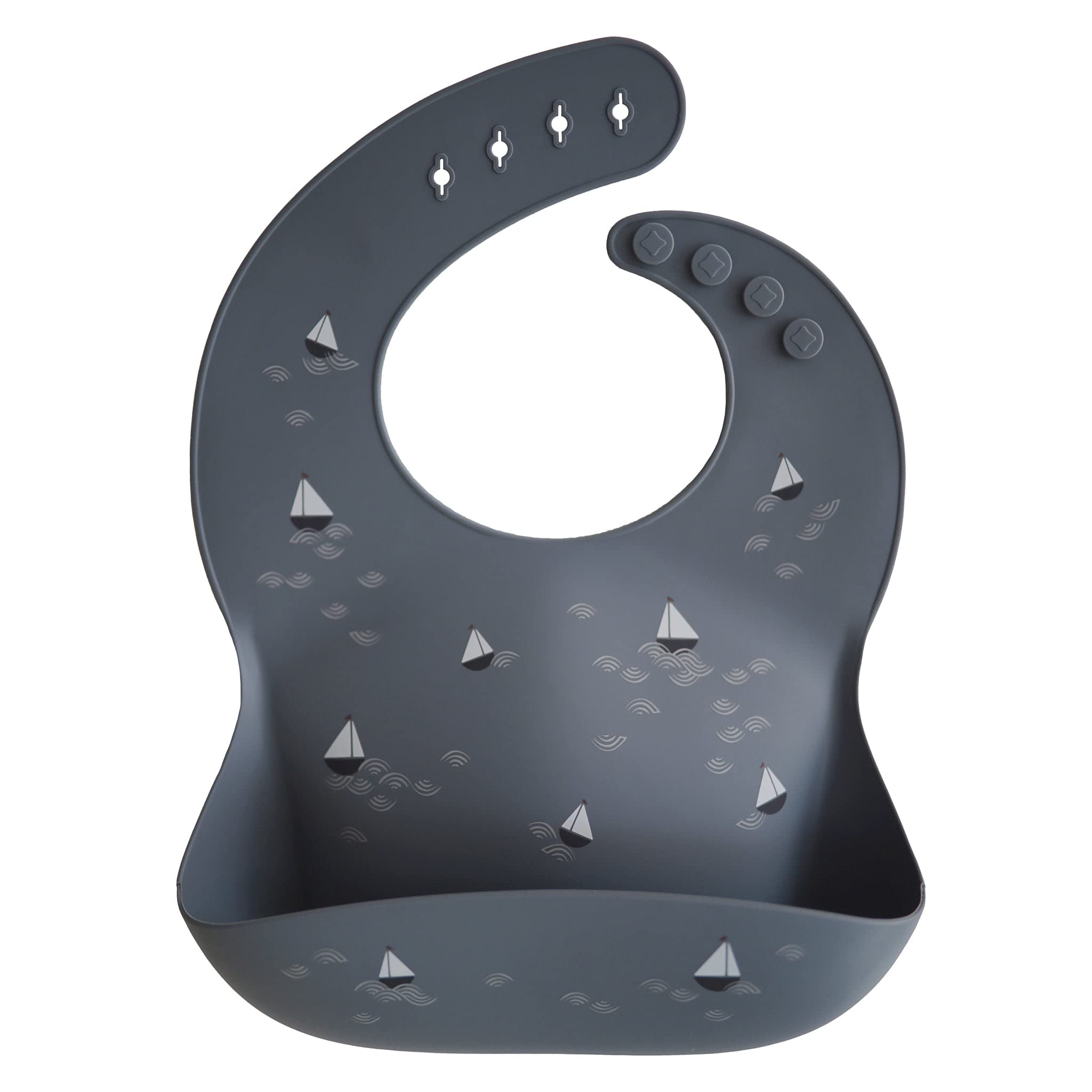 mushie Silicone Baby Bib | Adjustable Fit Waterproof Bibs (Whales)