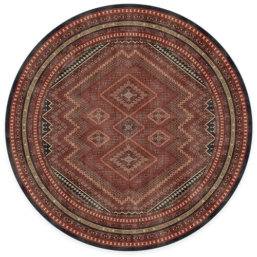 RUGGABLE Kaden Washable Rug - Perfect Vintage Area Rug for Living Room Bedroom Kitchen - Pet & Child Friendly - Stain & Water Resistant - Amber Red 3&