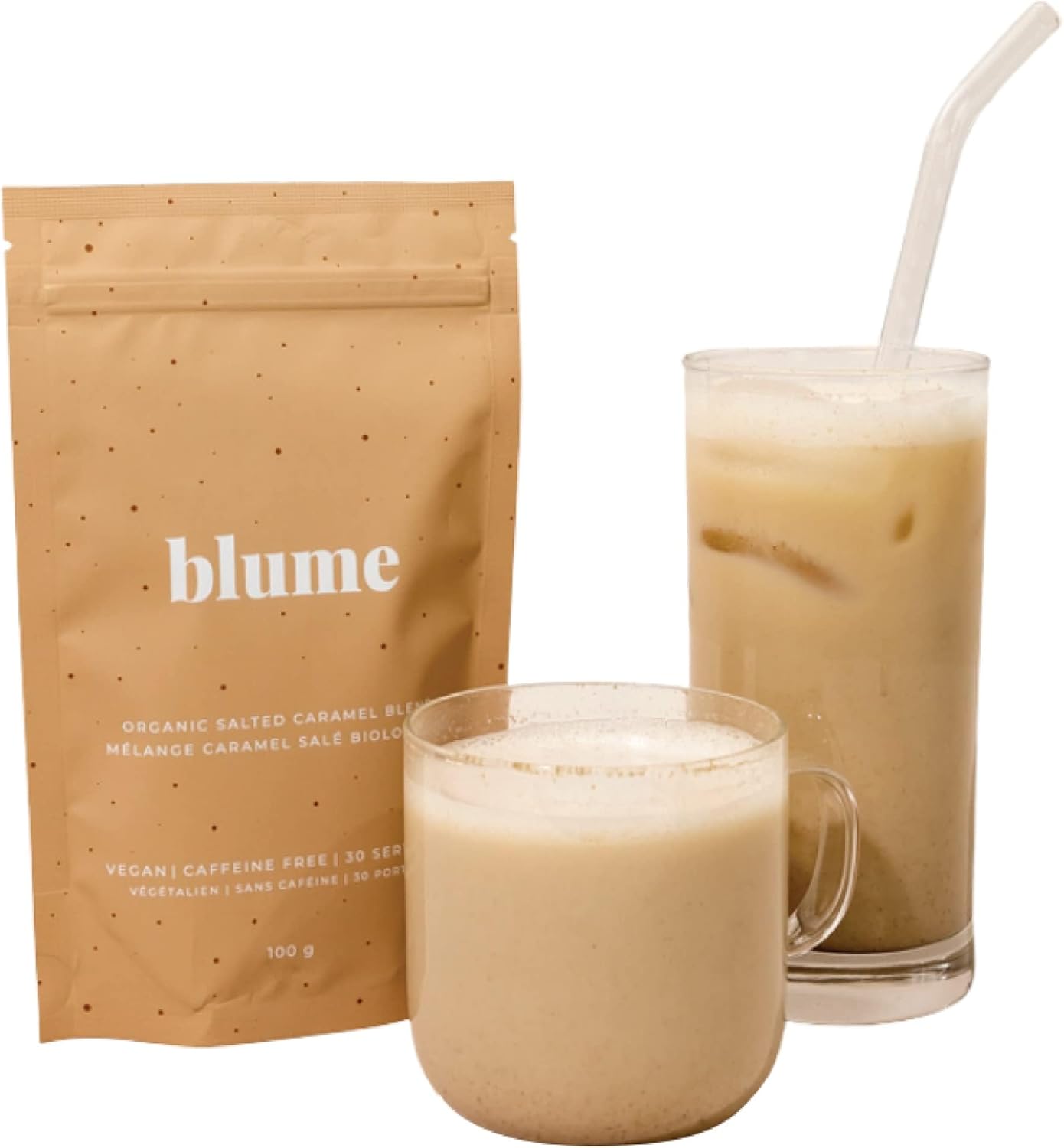 Blume Salted Caramel Superfoods Latte - Organic Sugar-Free, Vegan and Keto-Friendly Latte - Coffee Enhancer - 100 Grams