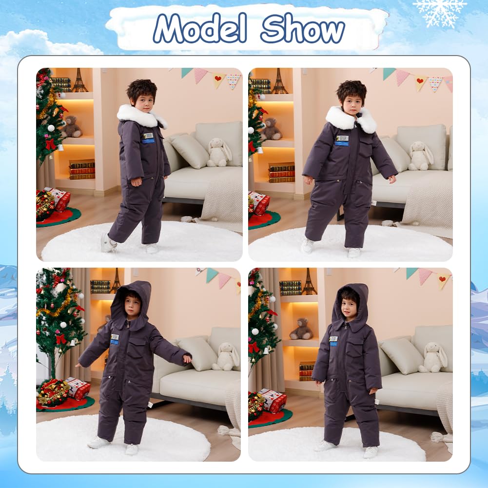 Xifamniy Toddler Snowsuit 2T 3T 4T 5T Ski Suit Baby Boy Girl Winter Clothes Coat Outwear Snow Suit Hooded Romper Jumpsuit