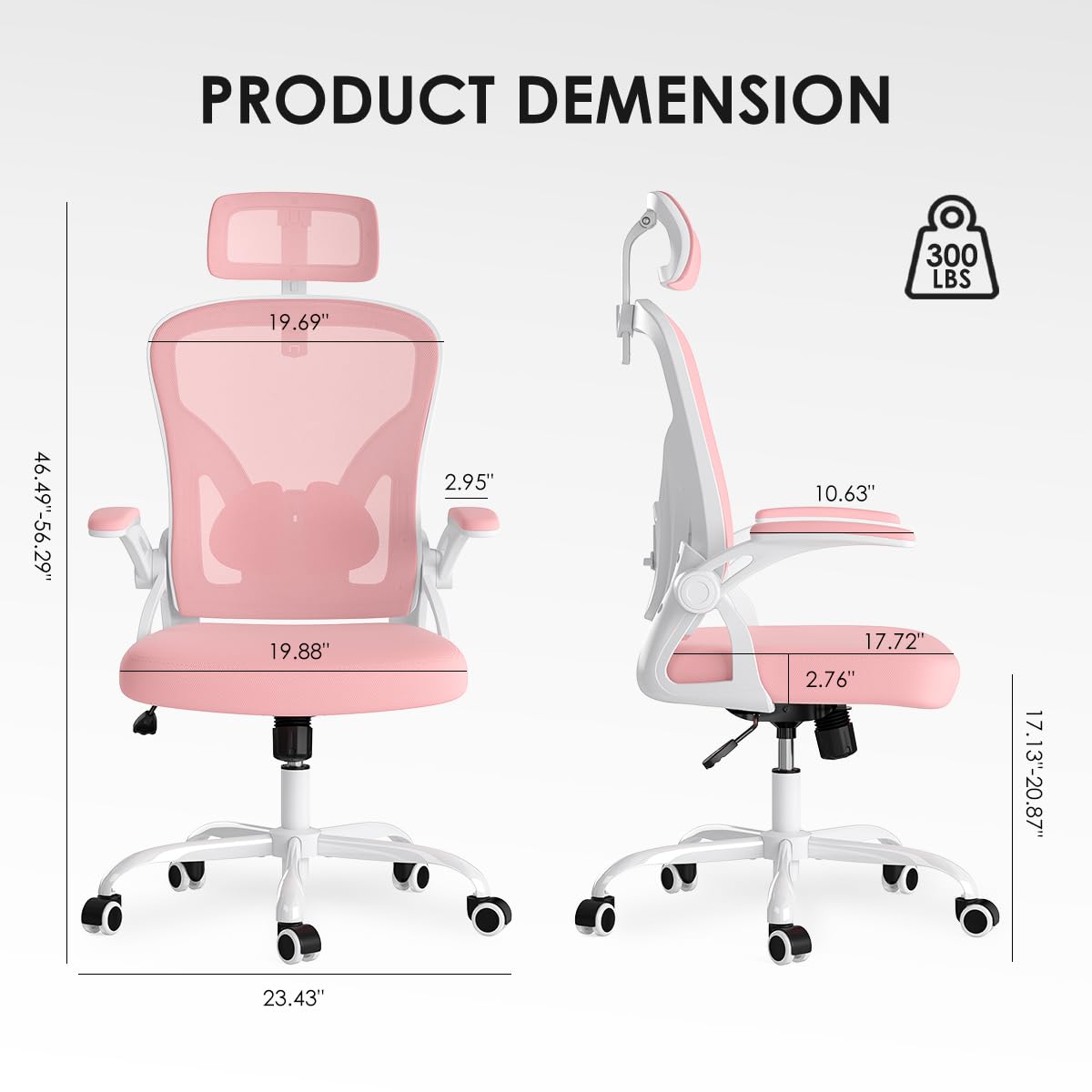 Farini Ergonomic Office Chair, Home Office Desk Chair with Headrest, High Back Computer Chair with Flip-up Armrests and Adjustable Lumbar Support for Home Office Study Bedroom, Khaki.